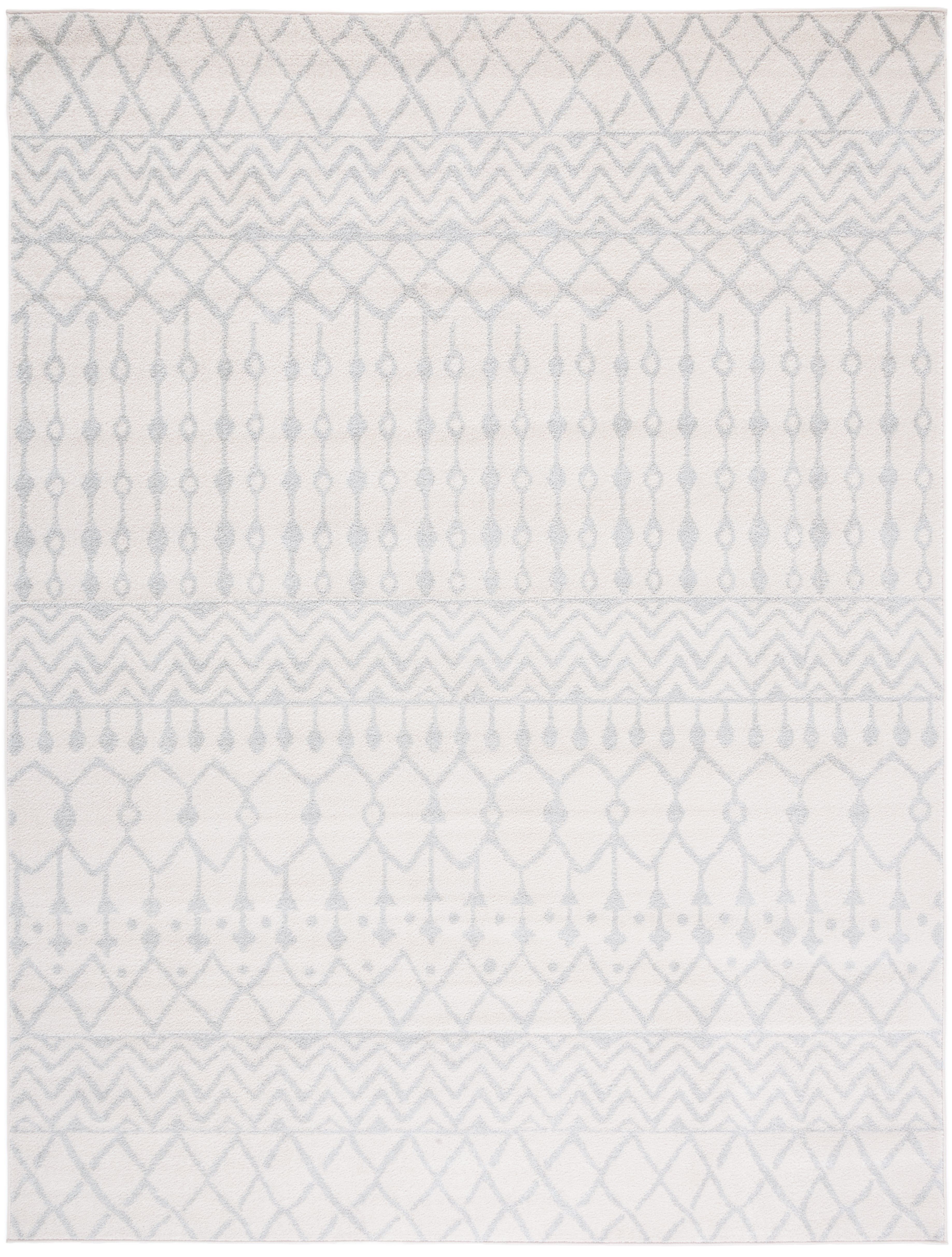 Ivory and Light Grey Synthetic Oriental Area Rug, 12' x 18'