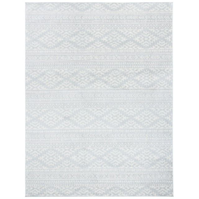 Ivory and Light Gray Braided Round Synthetic Rug, 9' x 12'