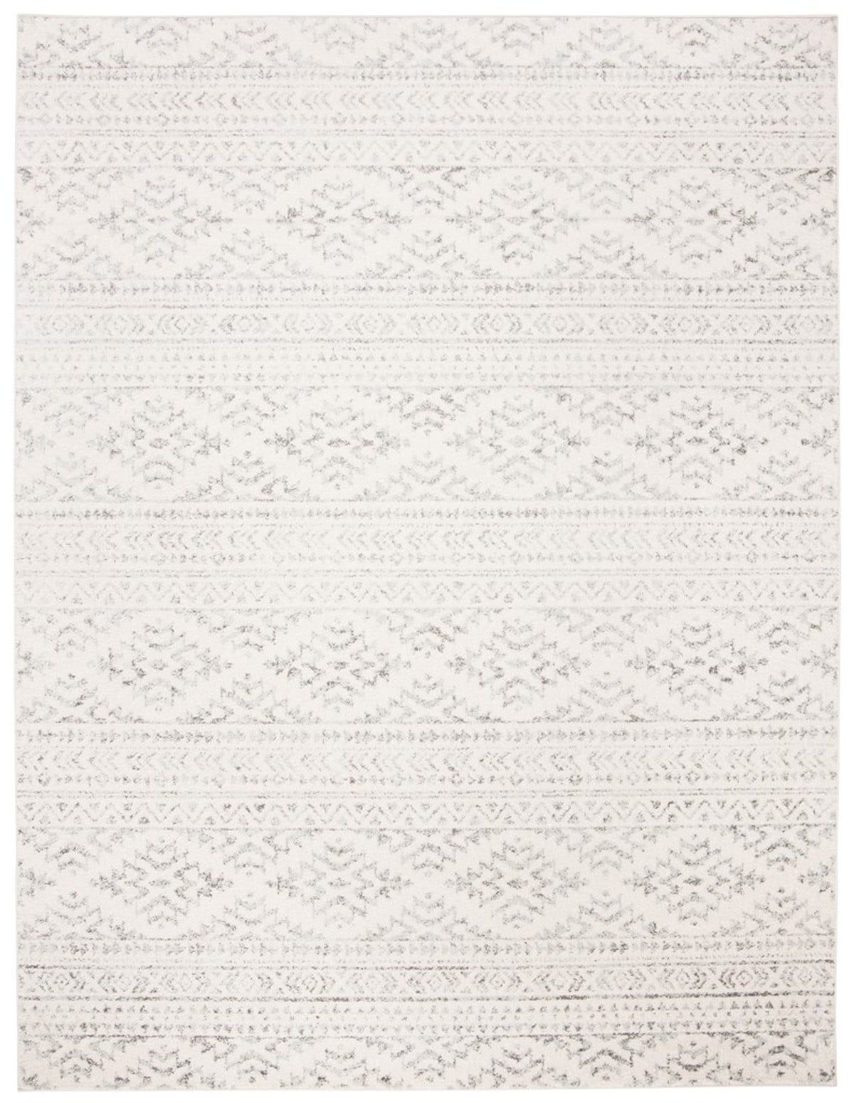 Ivory and Grey Synthetic Southwestern Area Rug, 10' x 13'