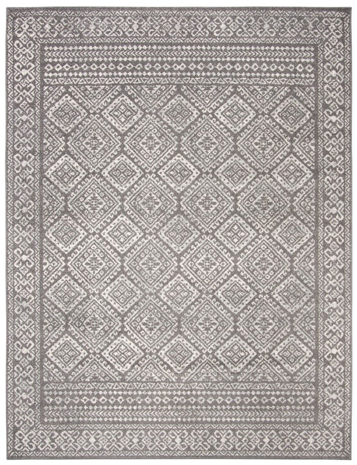 Tulum Dark Gray and Ivory Geometric Area Rug, 12' x 15'