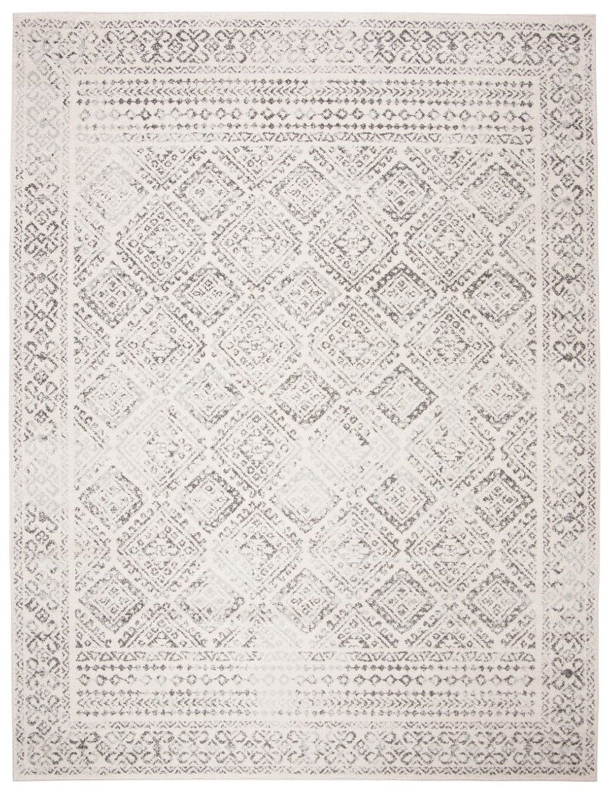 Ivory and Grey Moroccan Boho Distressed 12' x 15' Area Rug