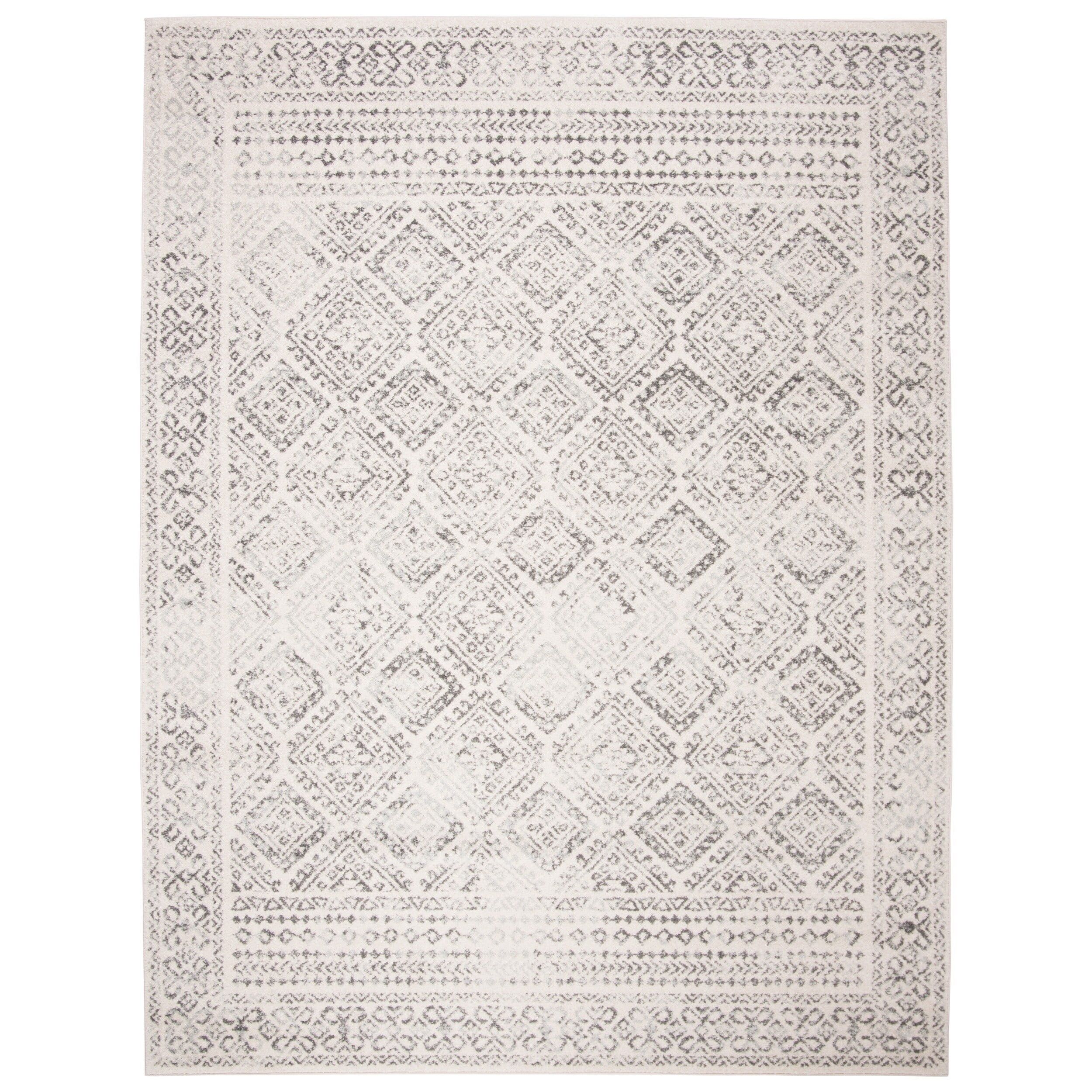 SAFAVIEH Tulum Ophelia Bordered Geometric Area Rug, Ivory/Grey, 9' x 12'