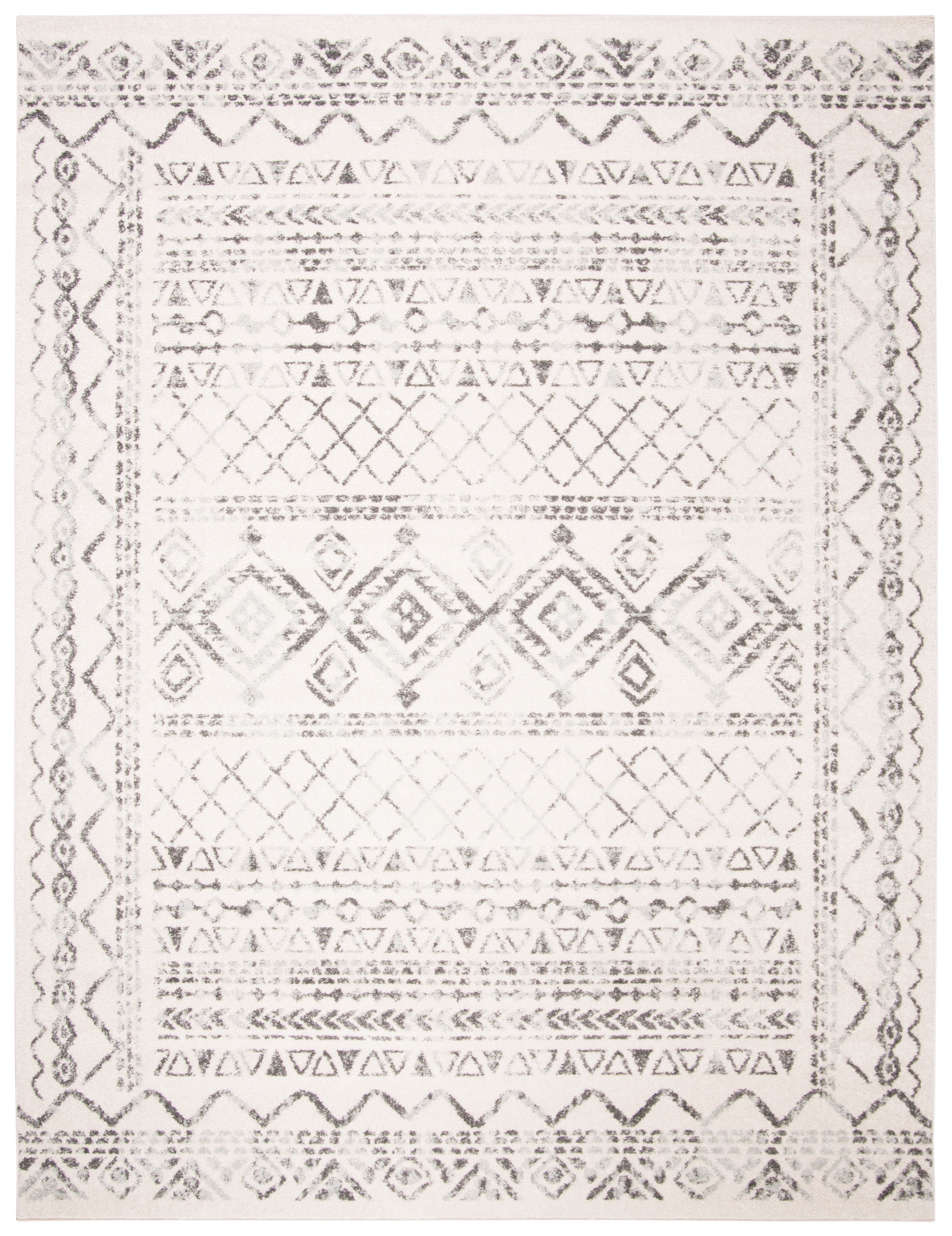 Ivory and Grey 10' x 13' Wool and Synthetic Rectangular Area Rug