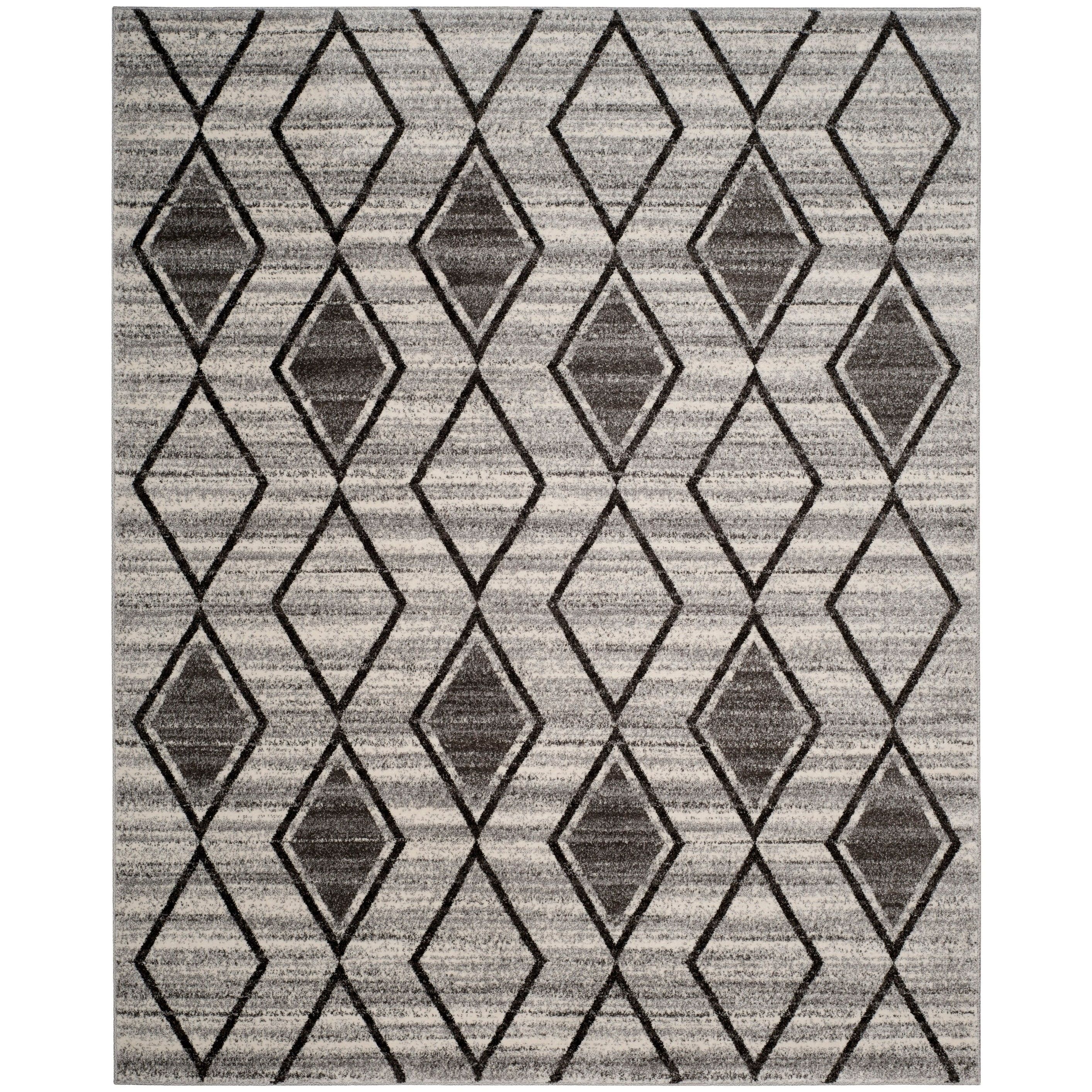 Gray Geometric Wool and Synthetic 8' x 10' Area Rug