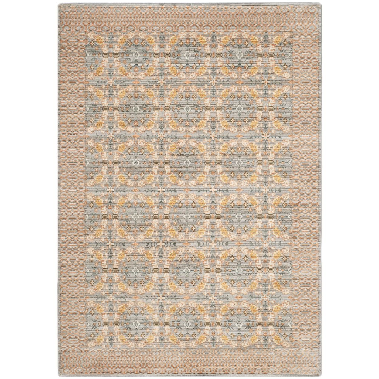 Valencia Light Gray and Multi Synthetic Area Rug 5' x 8'