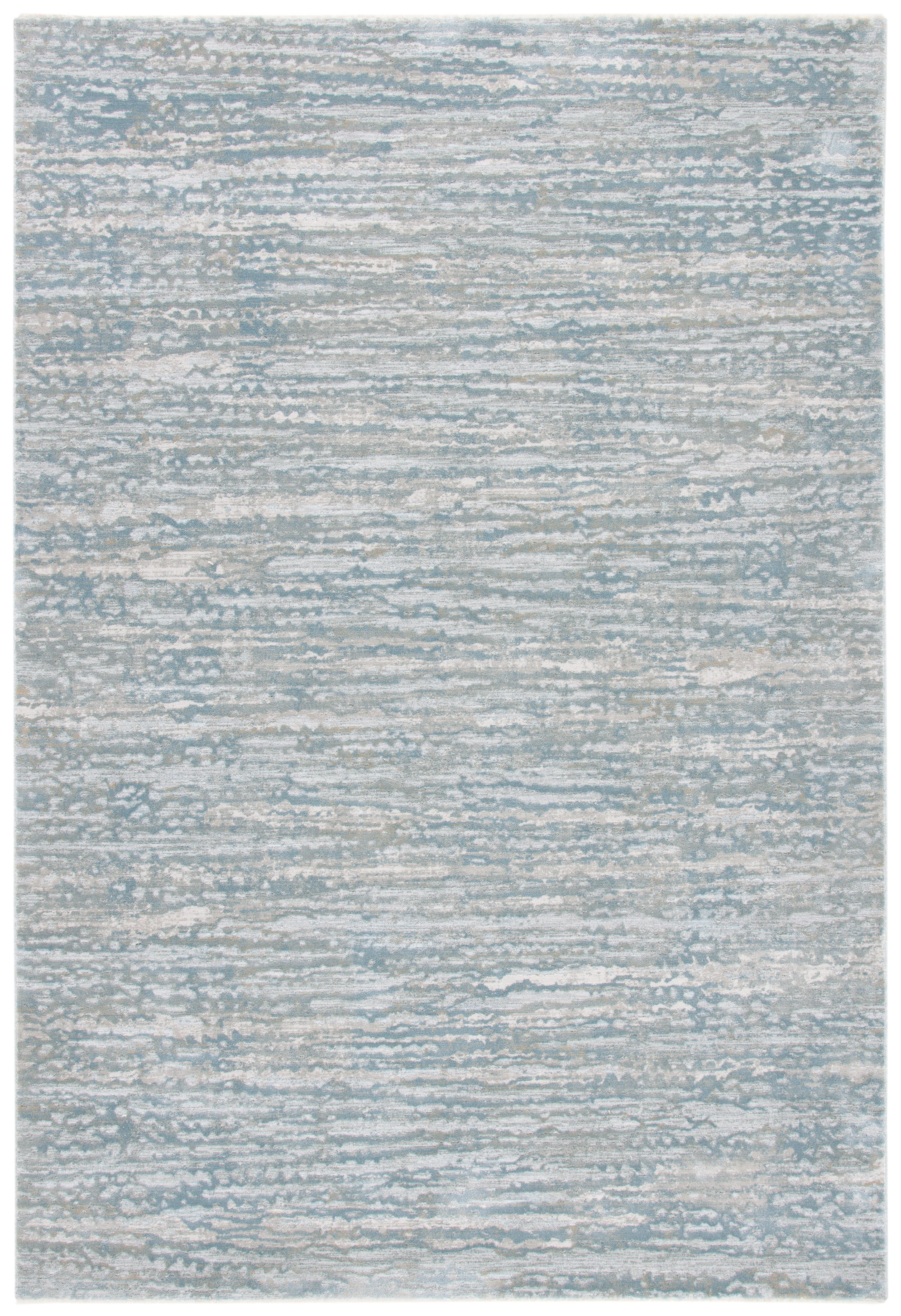 Gray and Blue Hand-Knotted Synthetic 4' x 6' Area Rug