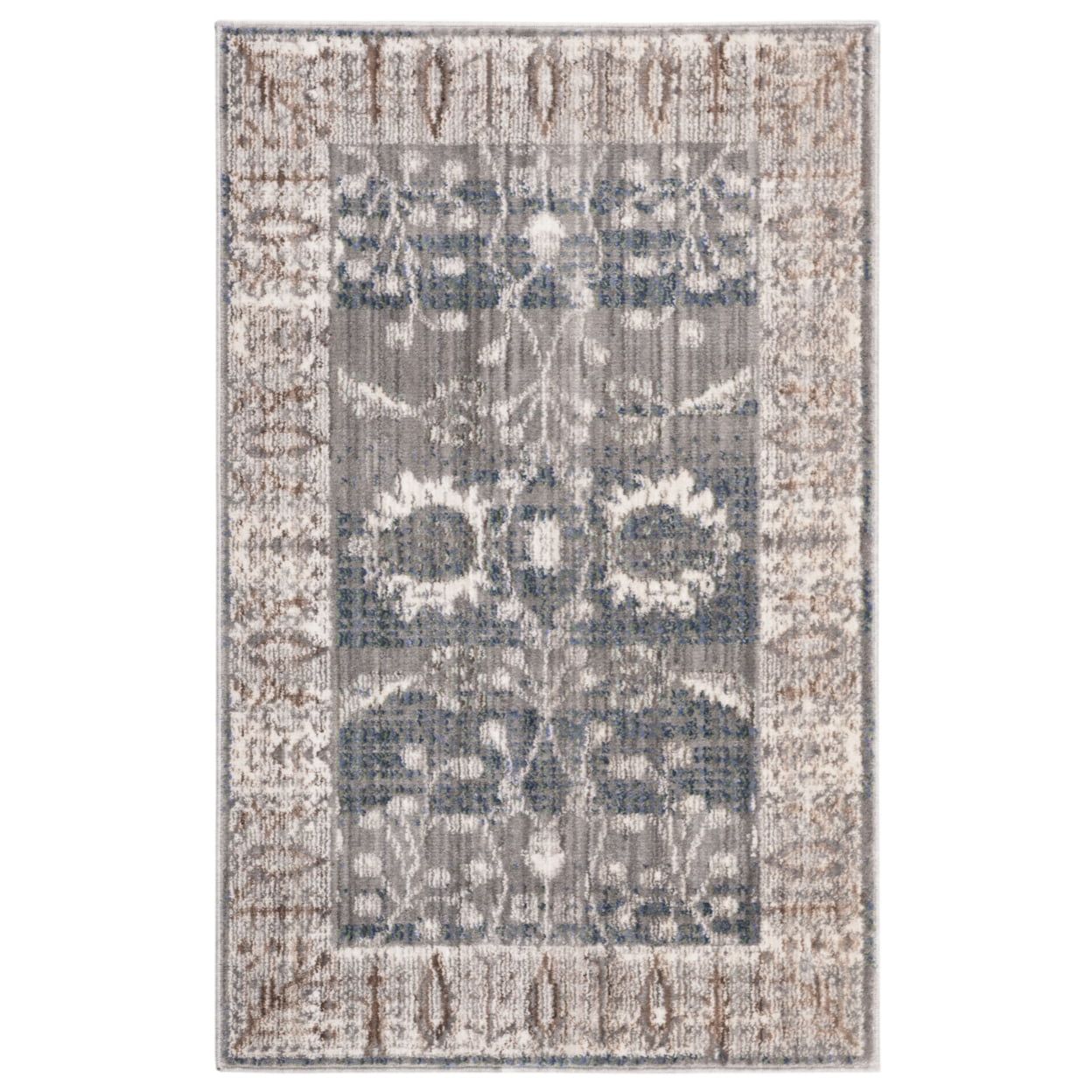 Valencia Dark Gray and Light Gray 2' x 3' Synthetic Area Rug