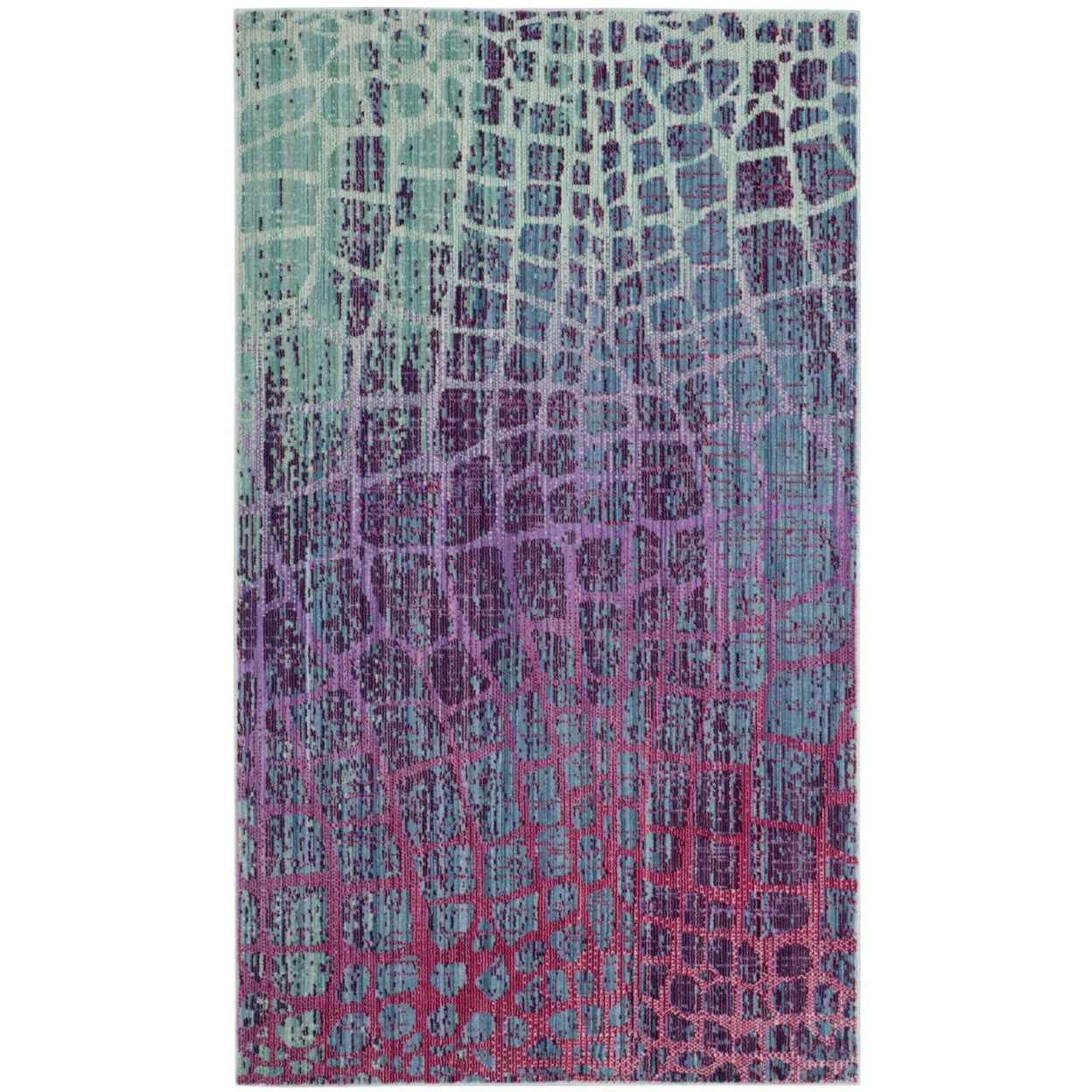 Valencia Blue and Fuchsia Abstract 3' x 5' Synthetic Rug