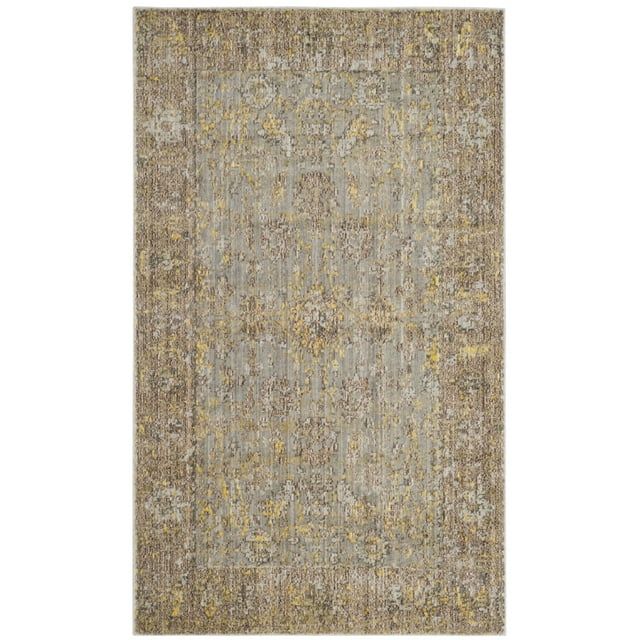 Grey and Multicolor Synthetic Rectangular Area Rug, 3' x 5'
