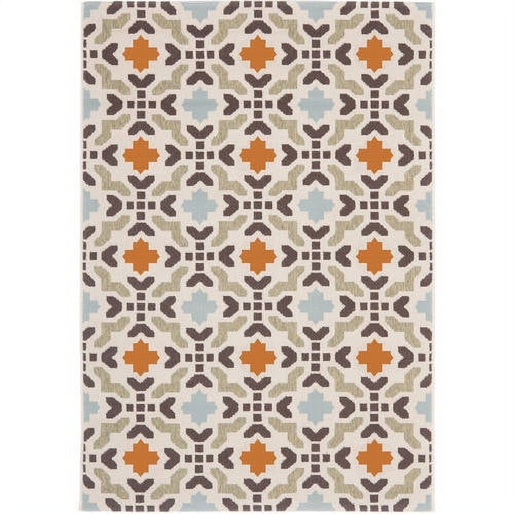 Rectangular Terracotta Synthetic Easy Care Indoor/Outdoor Rug