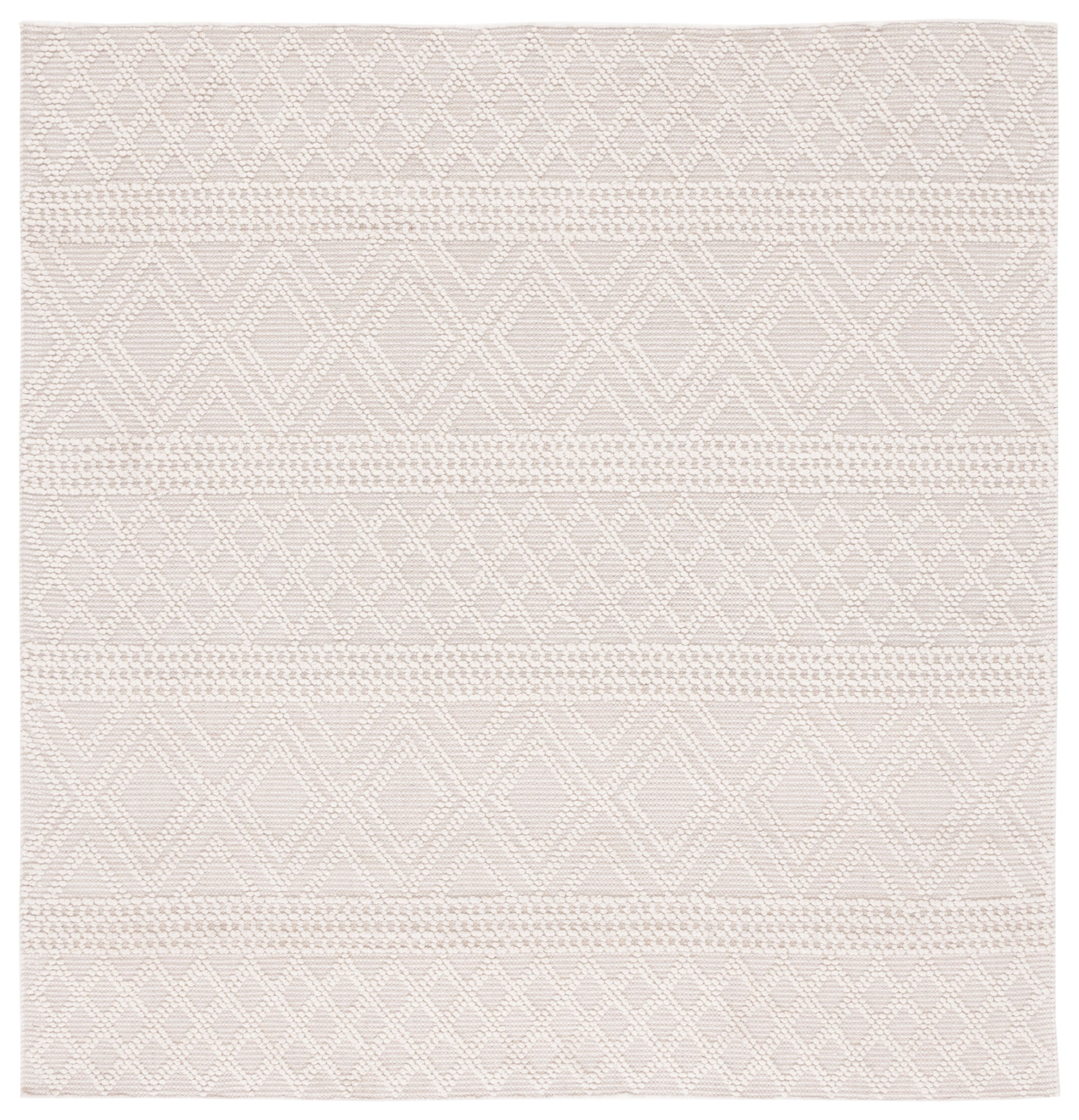 Ivory Tufted Handmade Wool Square Area Rug, 12' x 12'