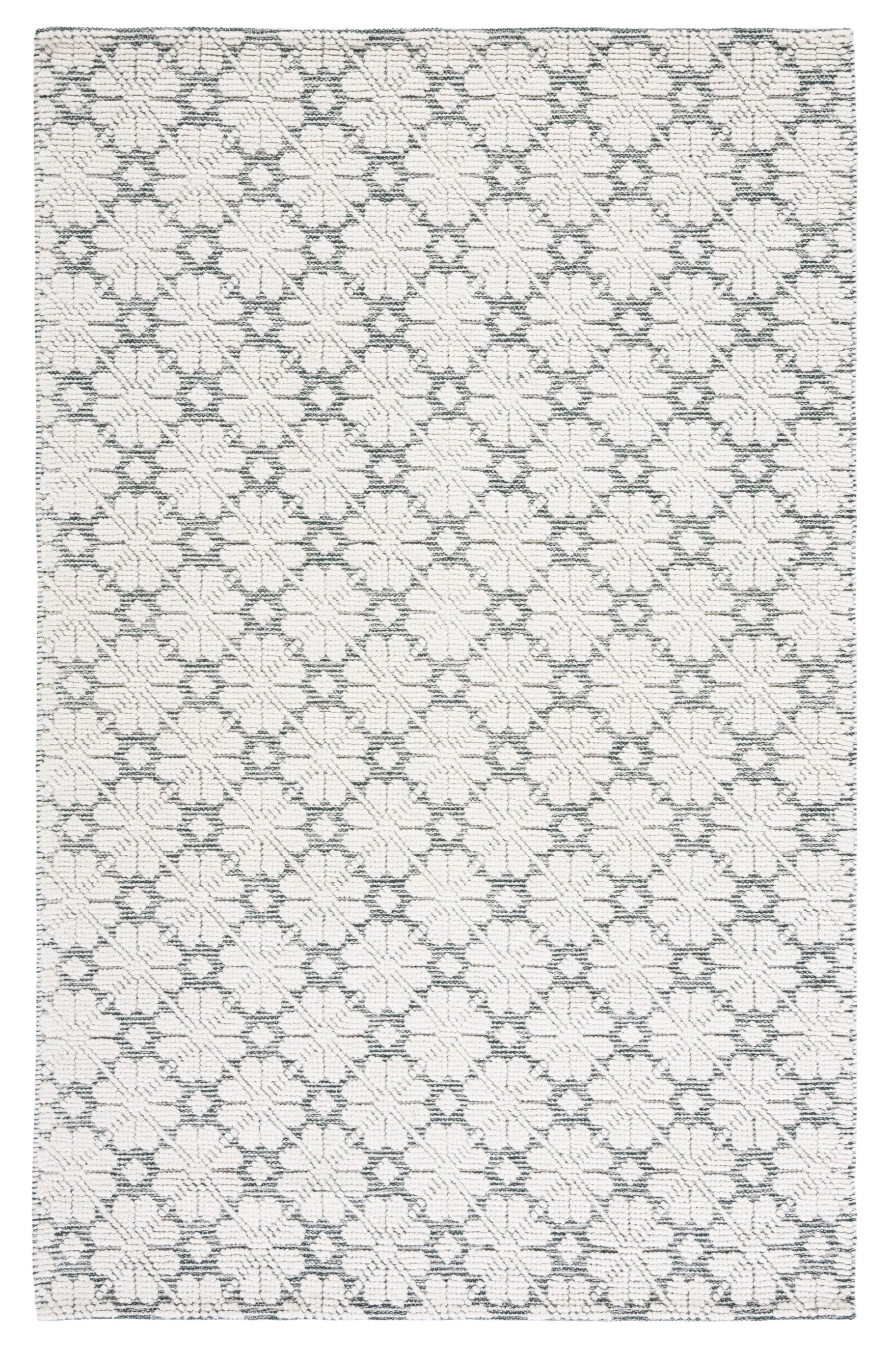 Elegant Ivory Wool 5' x 8' Hand-Knotted Area Rug