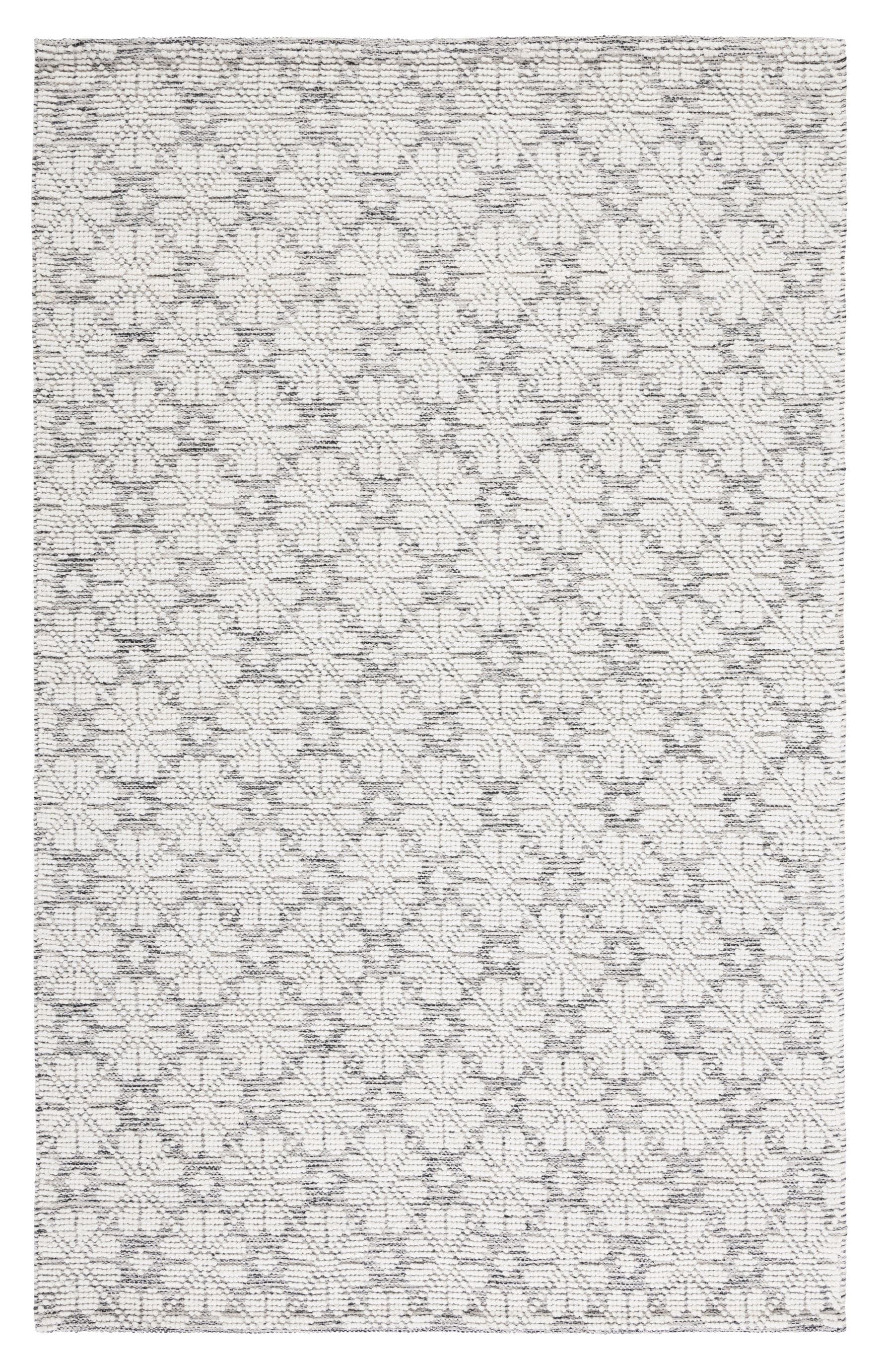 Ivory and Grey Handwoven Wool 6' x 9' Geometric Rug