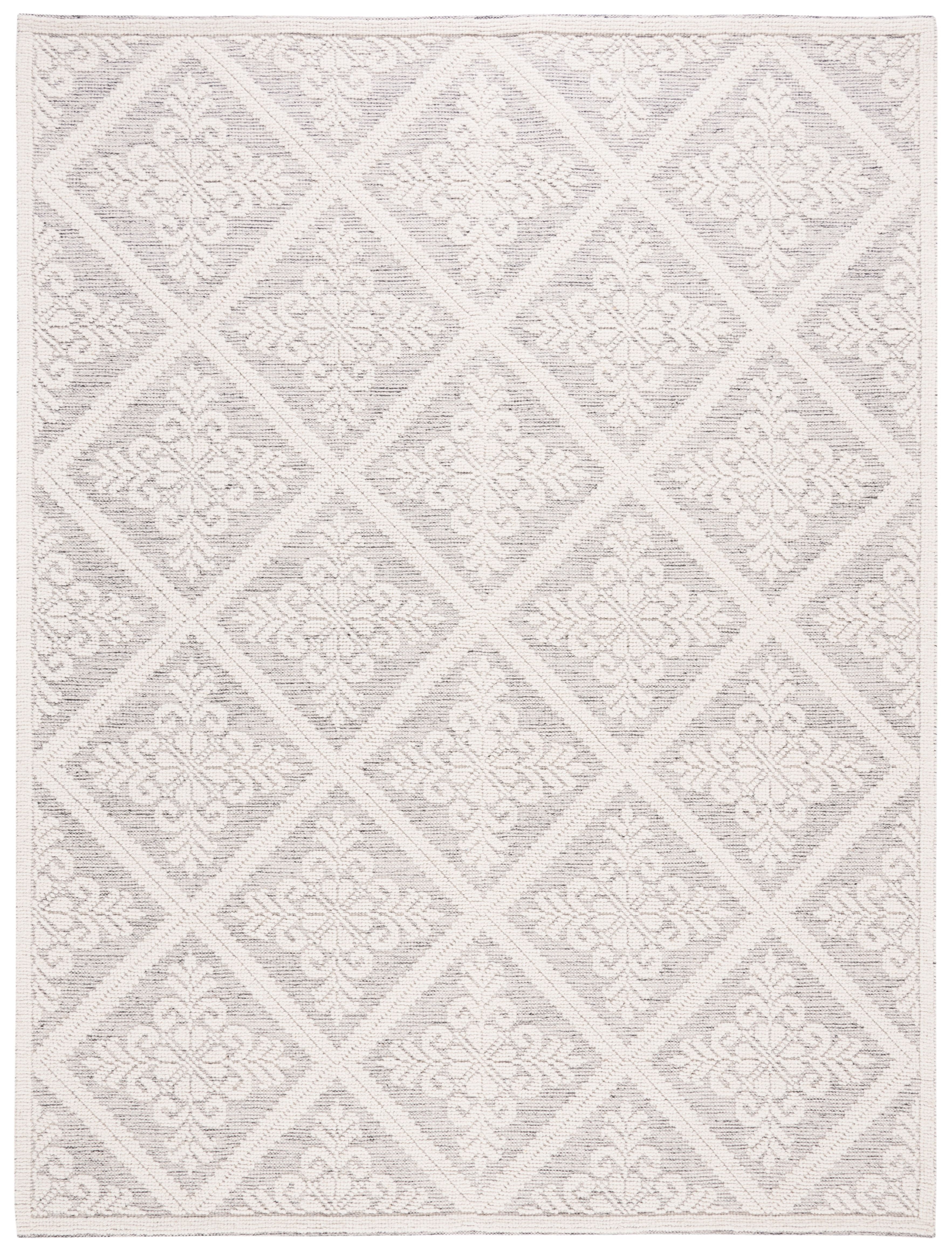 Ivory and Grey Tufted Wool 9' x 12' Area Rug