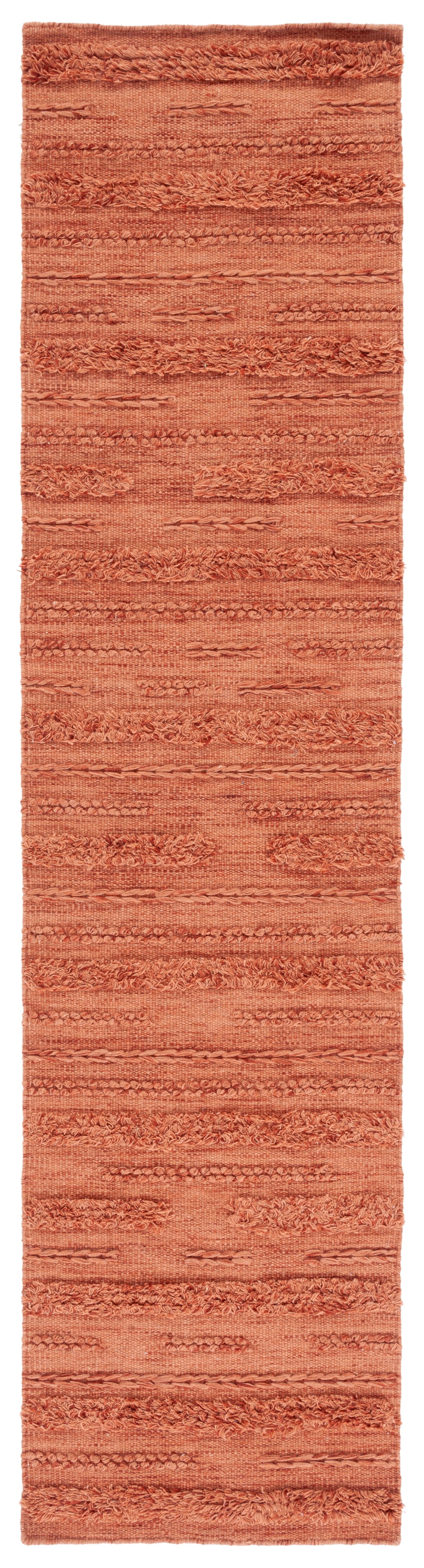 Handmade Rust Wool and Cotton Tufted Runner Rug