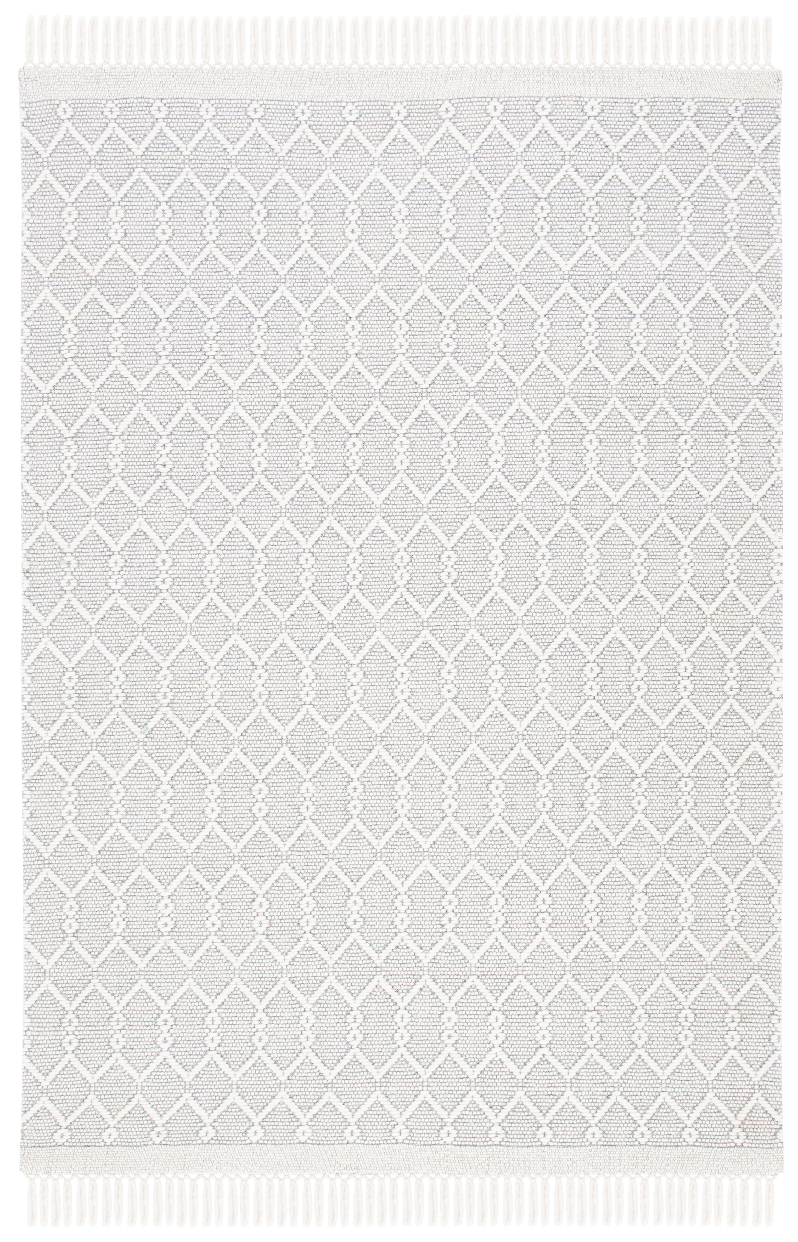 Ivory Trellis Handmade Wool Tufted Area Rug, 6' x 9'