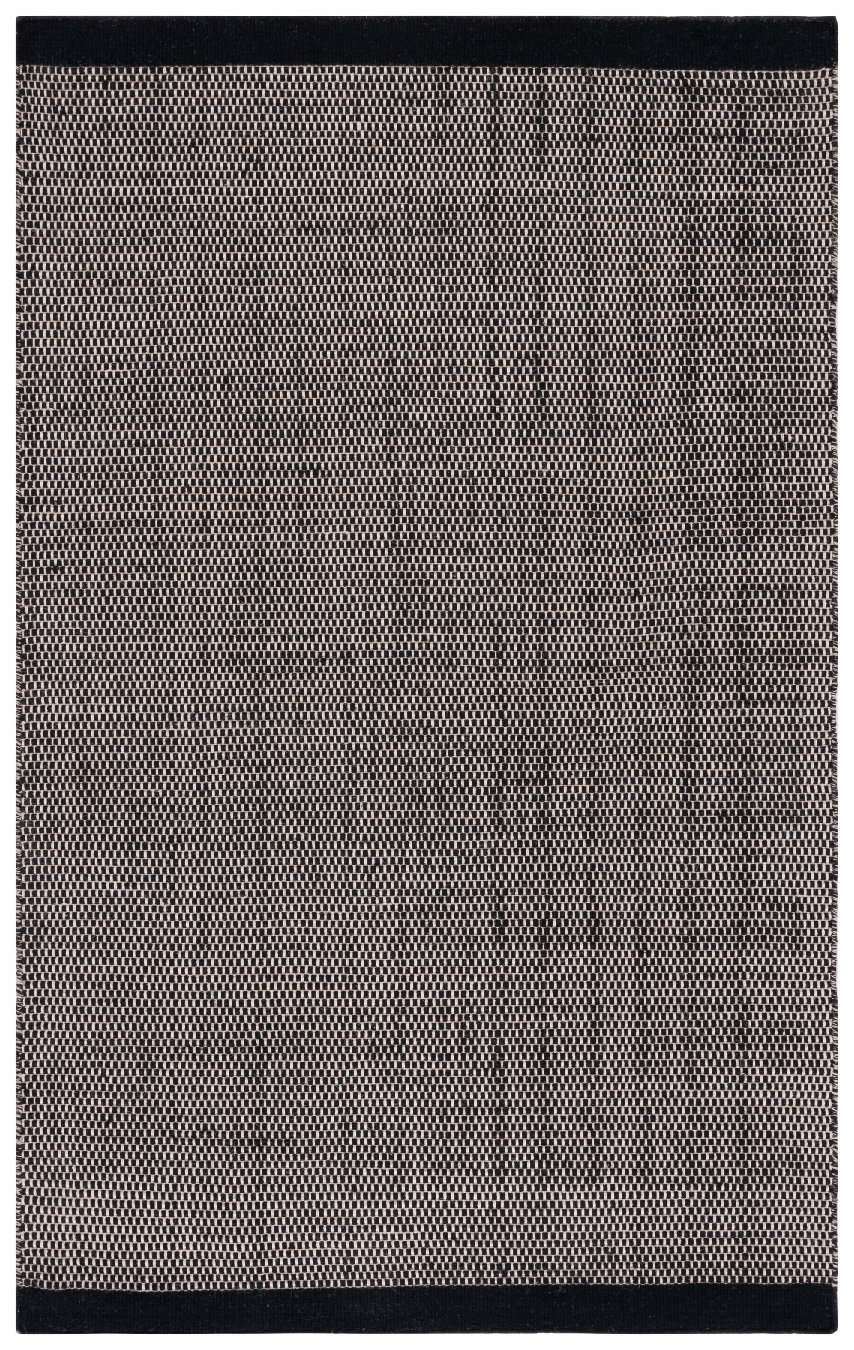 Black Rectangular Handmade Wool Flat Weave Rug, 2' x 3'