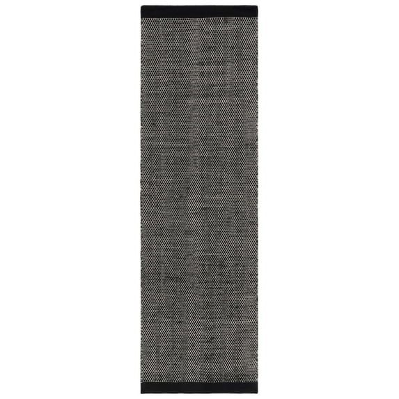 Handmade Black Wool Runner Rug 108" x 27"