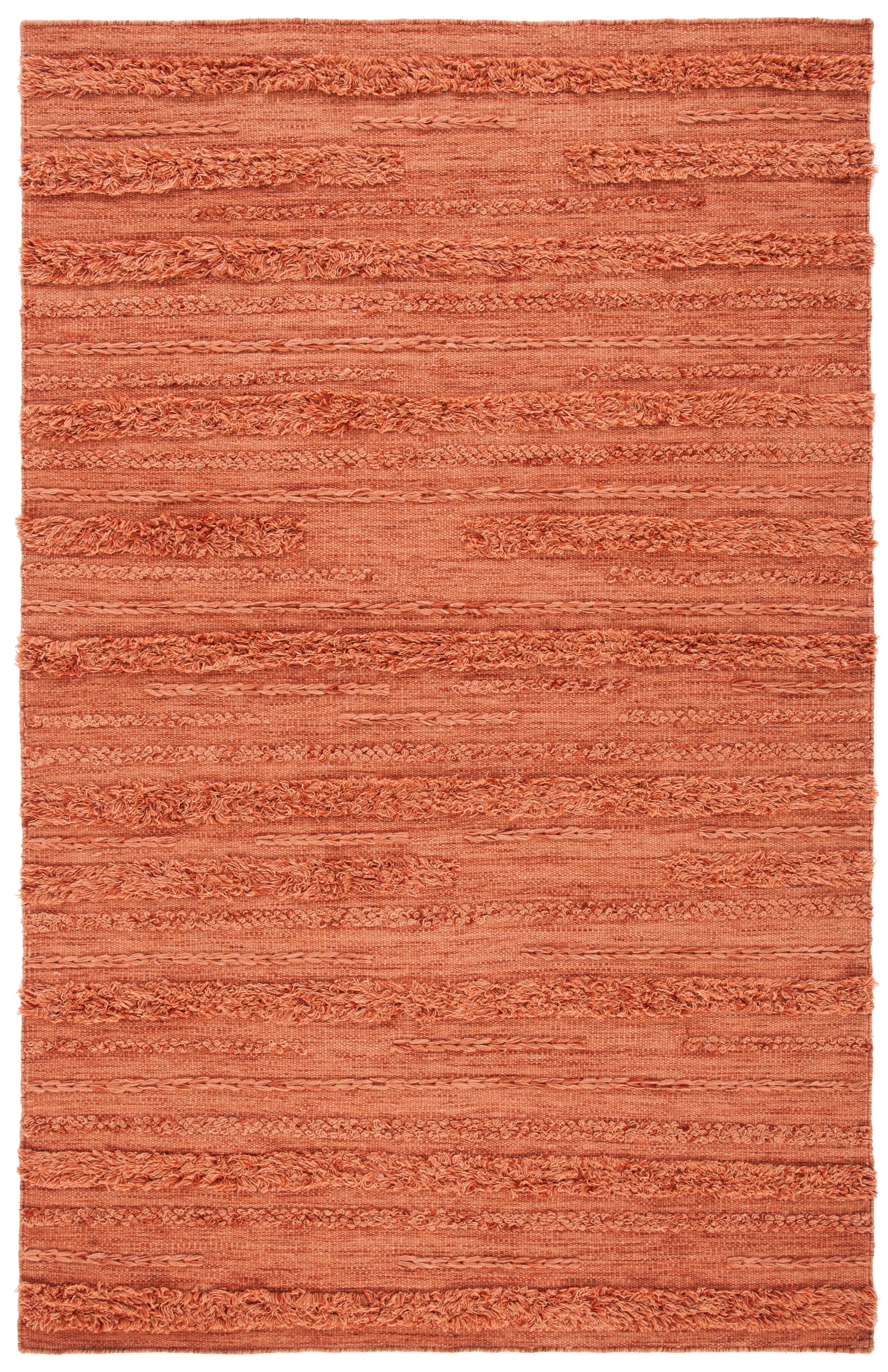 Rust Orange Flat Woven Handmade Wool Cotton 9' x 12' Area Rug
