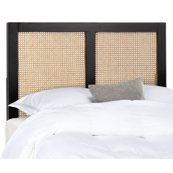 Twin Black Mango Wood and Cane Farmhouse Headboard