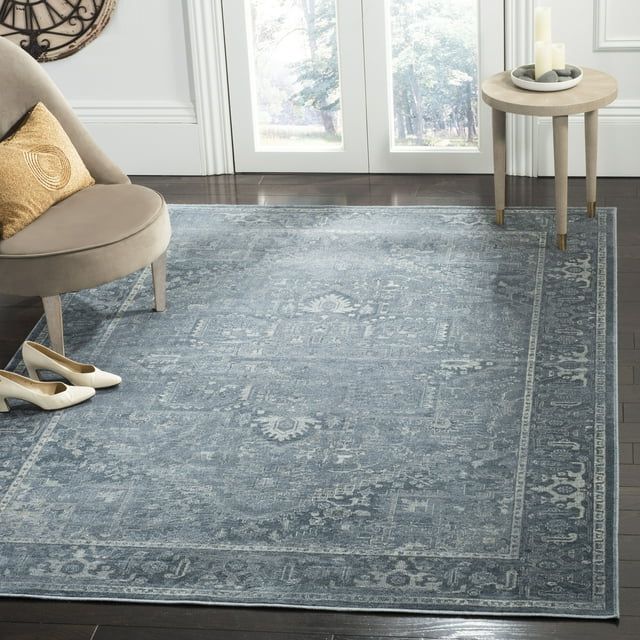 Blue 8' x 10' Vintage Oriental Viscose Area Rug