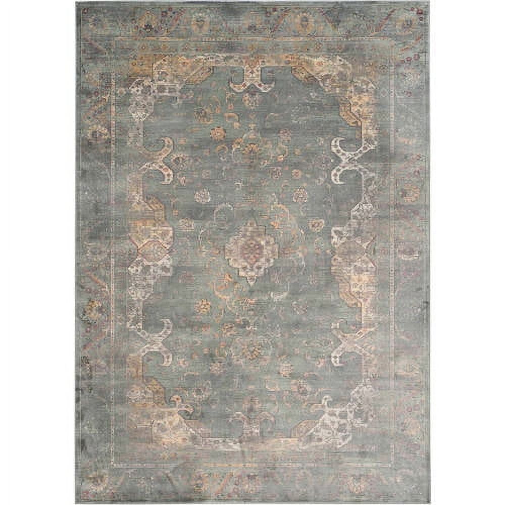 Reversible Gray Floral 9' x 12' Rectangular Viscose Rug