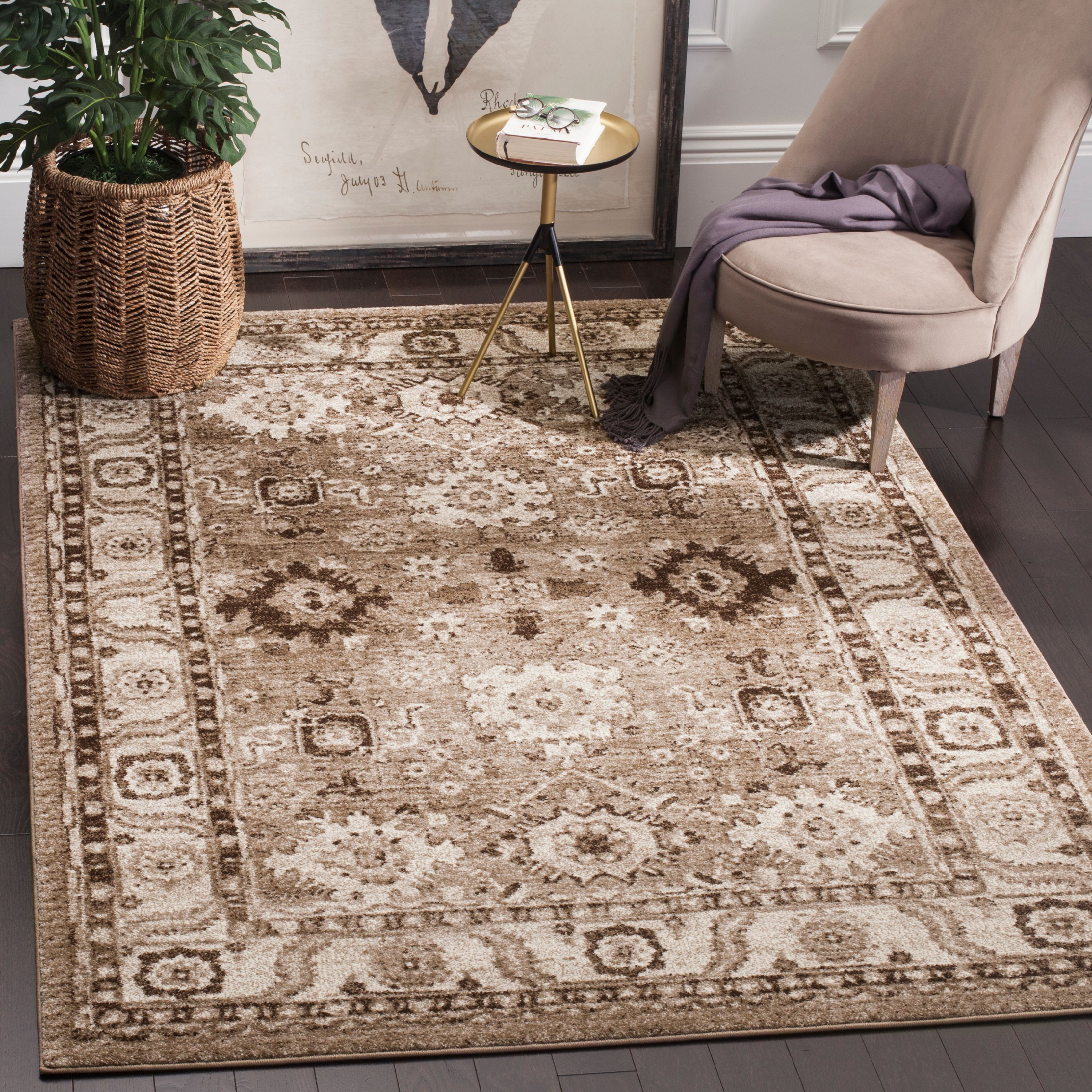 Taupe 9' x 12' Stain-Resistant Wool Area Rug