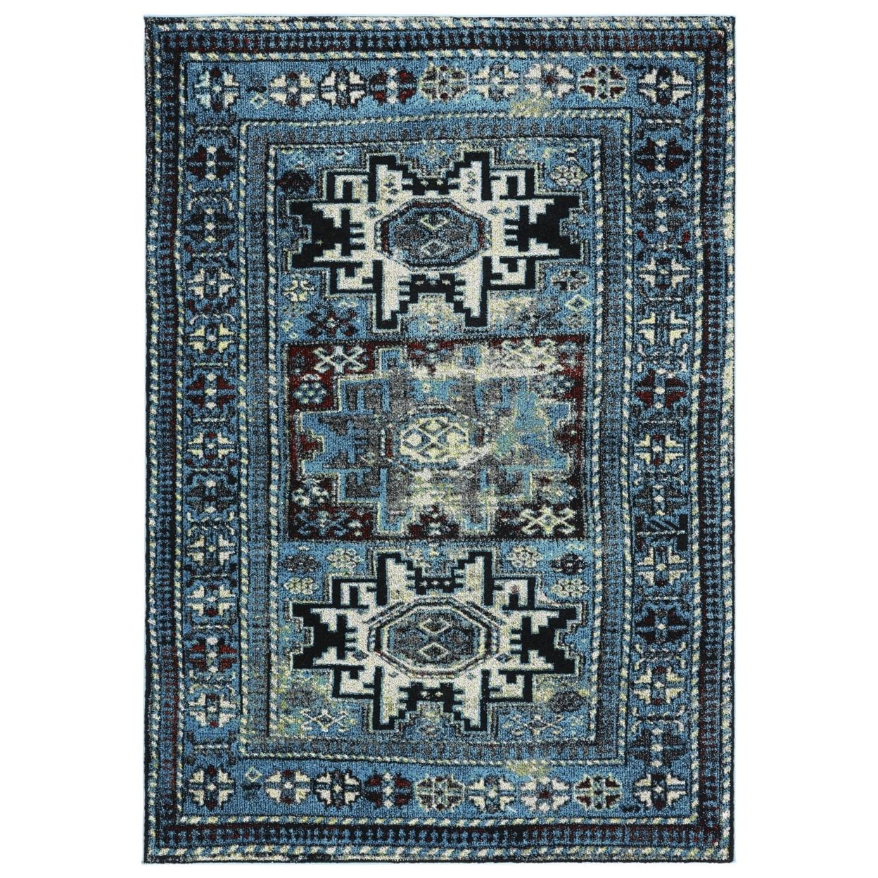 Black Rectangular Non-Slip Synthetic Area Rug, 62" x 20"