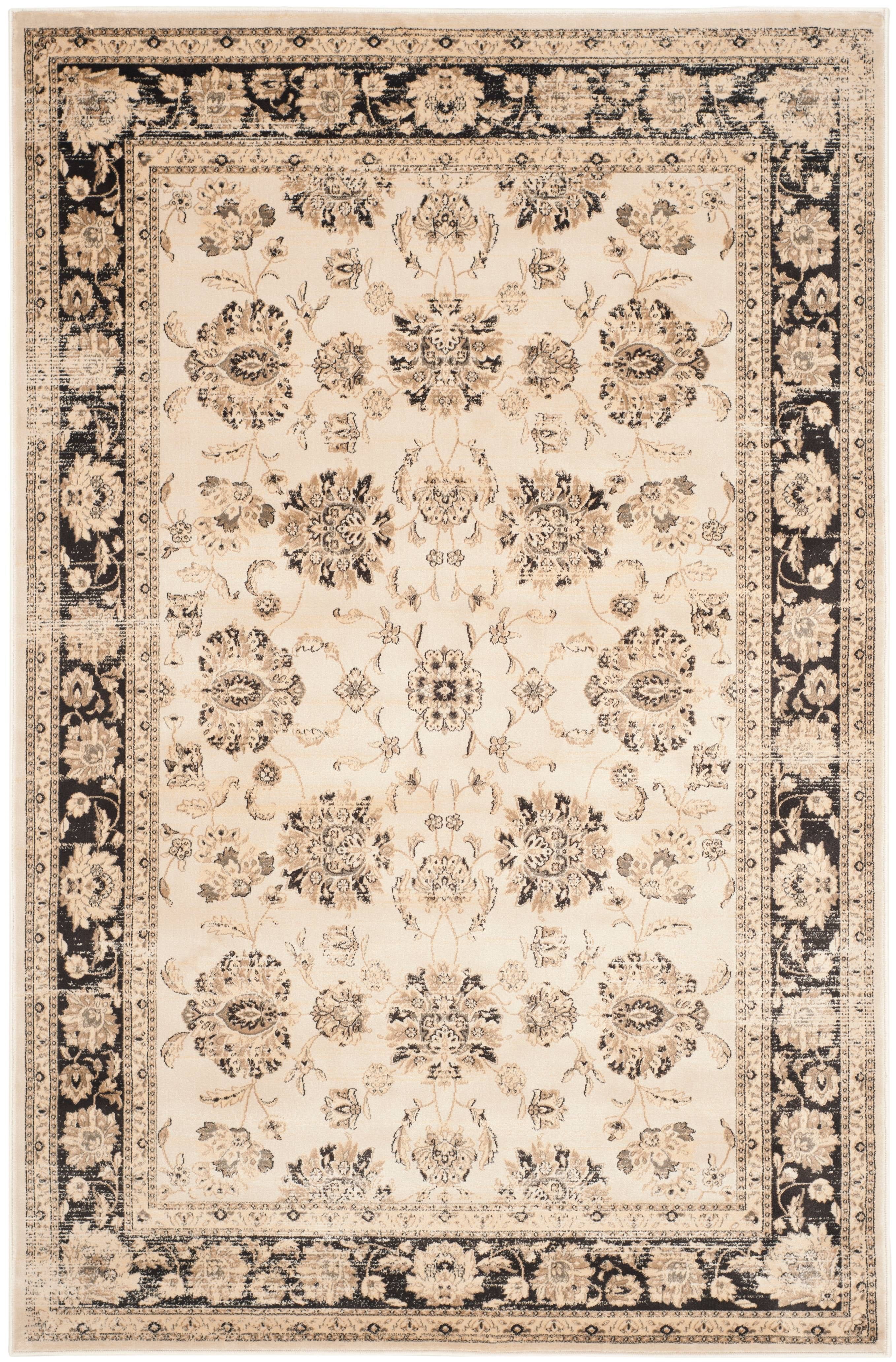 Ivory Viscose Traditional Vintage Rug 4' x 5'7"