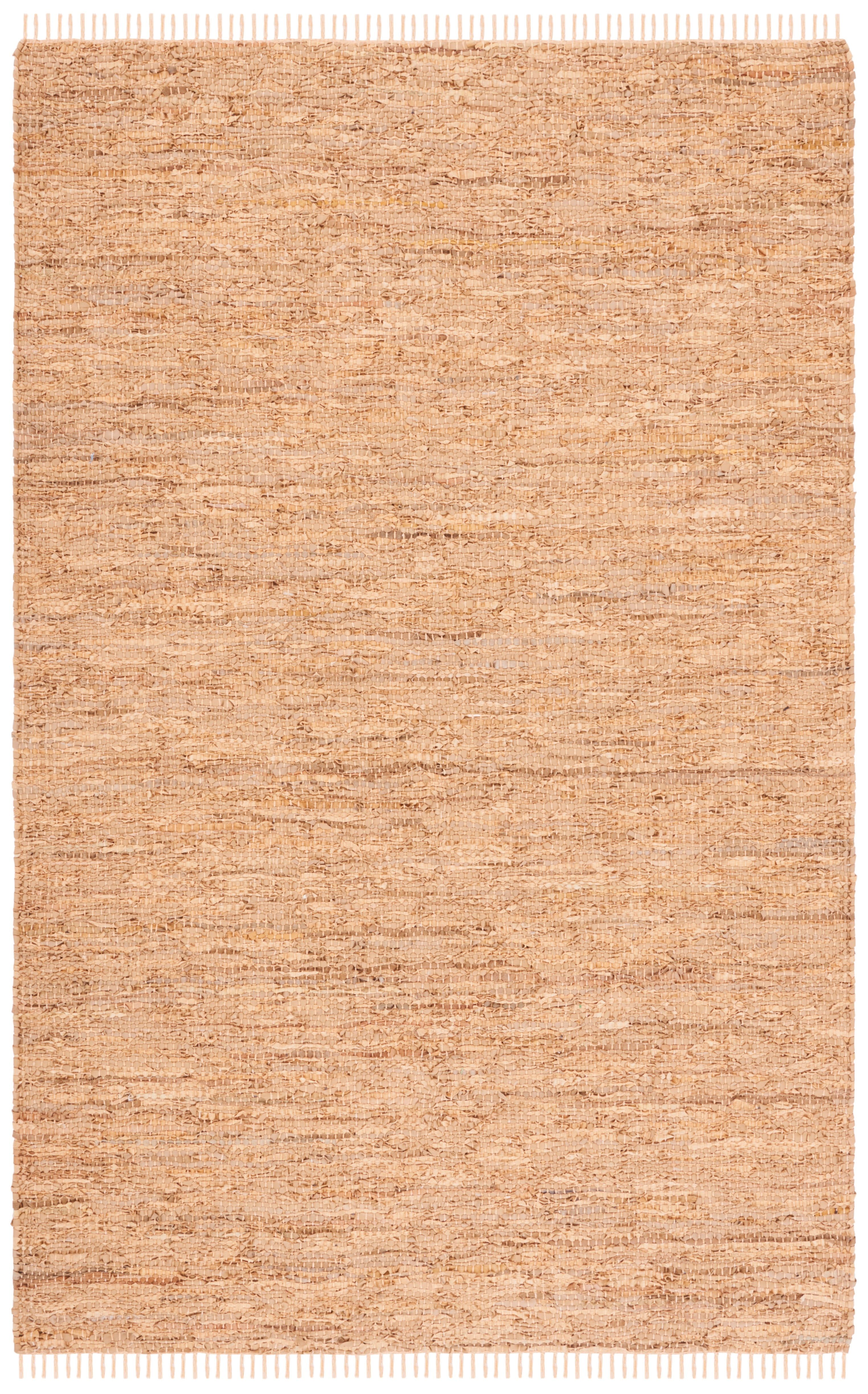 Handwoven Light Gold Cowhide Leather 4' x 6' Rug