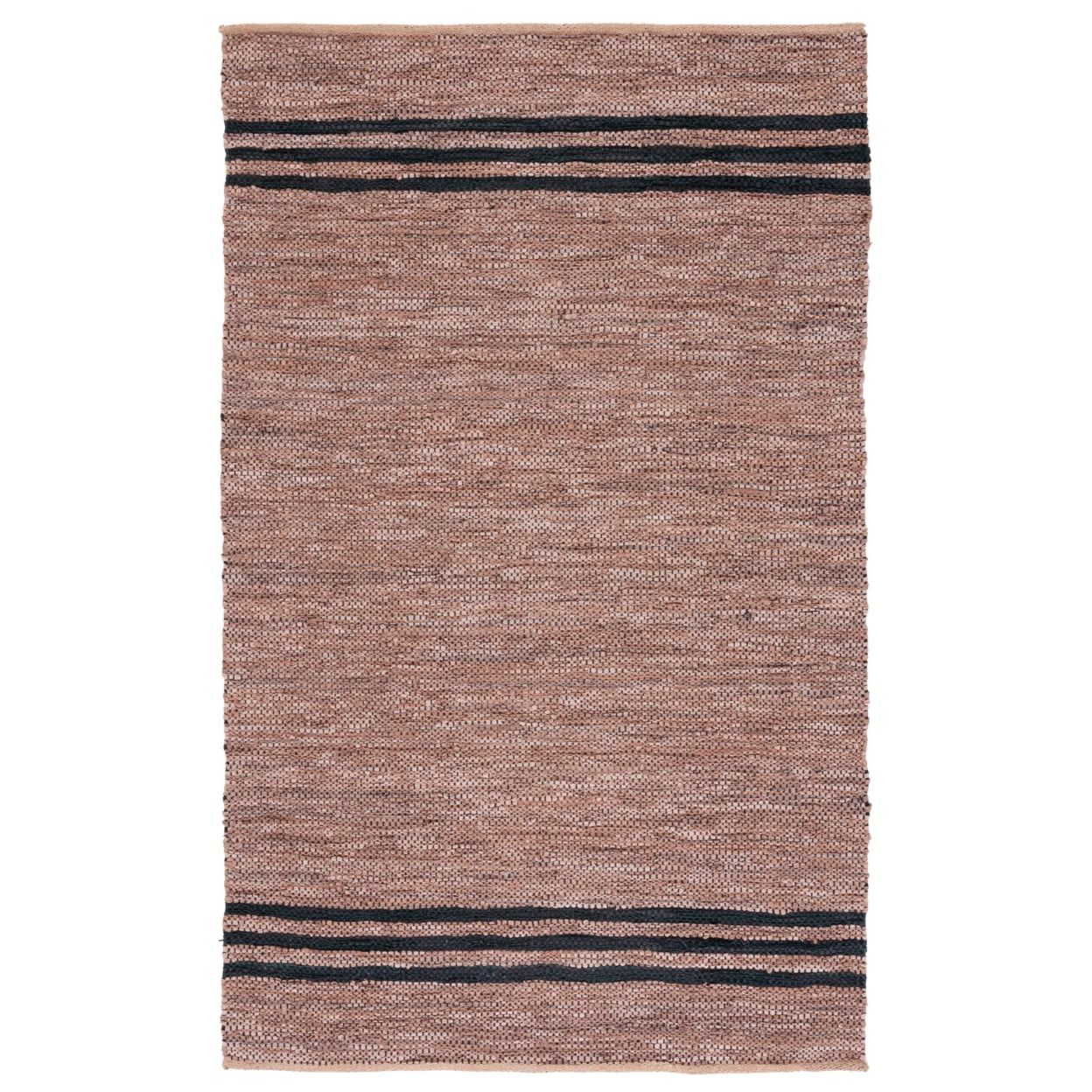 Vintage Black and Brown Round Cotton Cowhide Rug