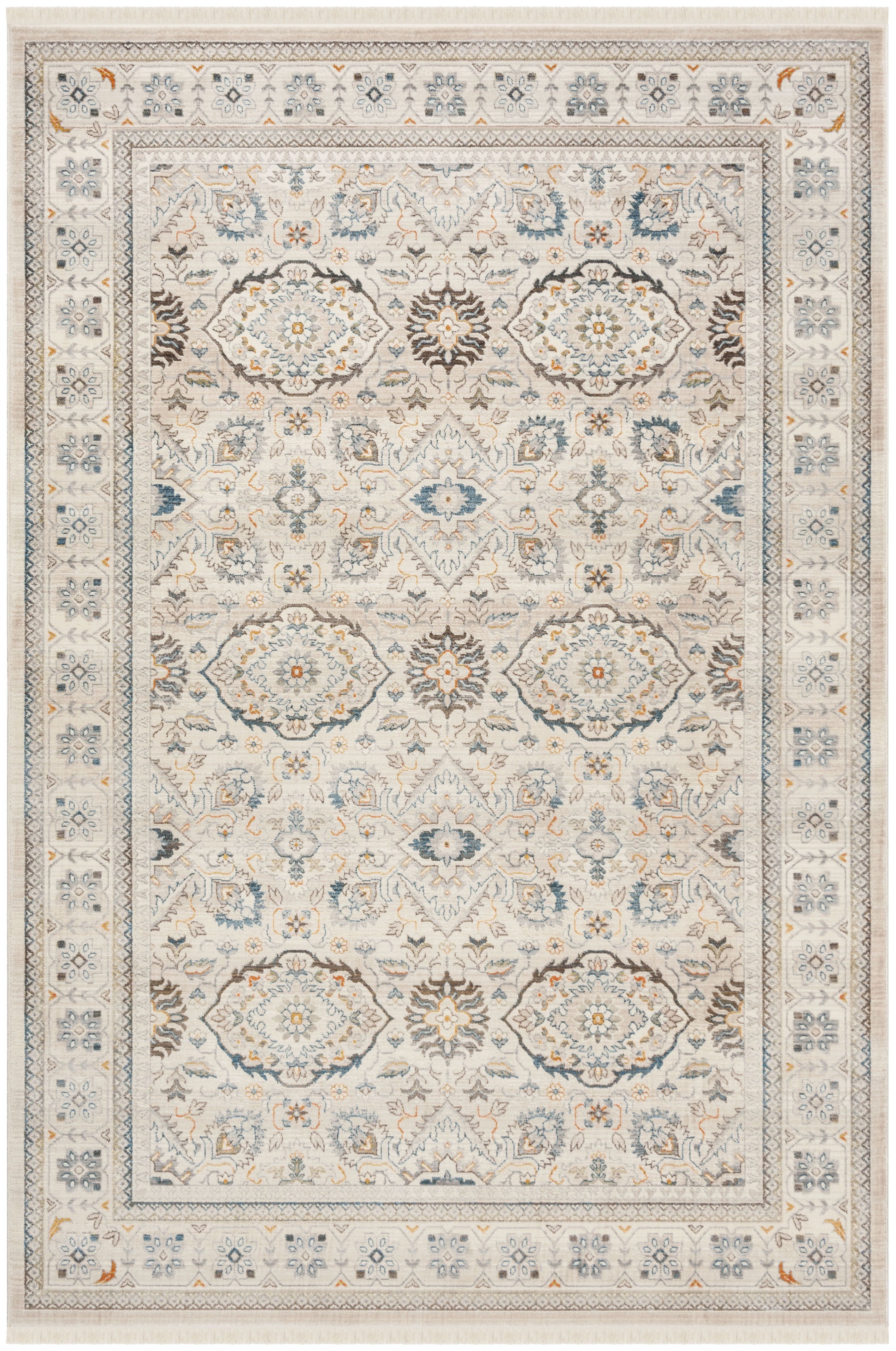 Gray Floral Motif Synthetic Rectangular Area Rug