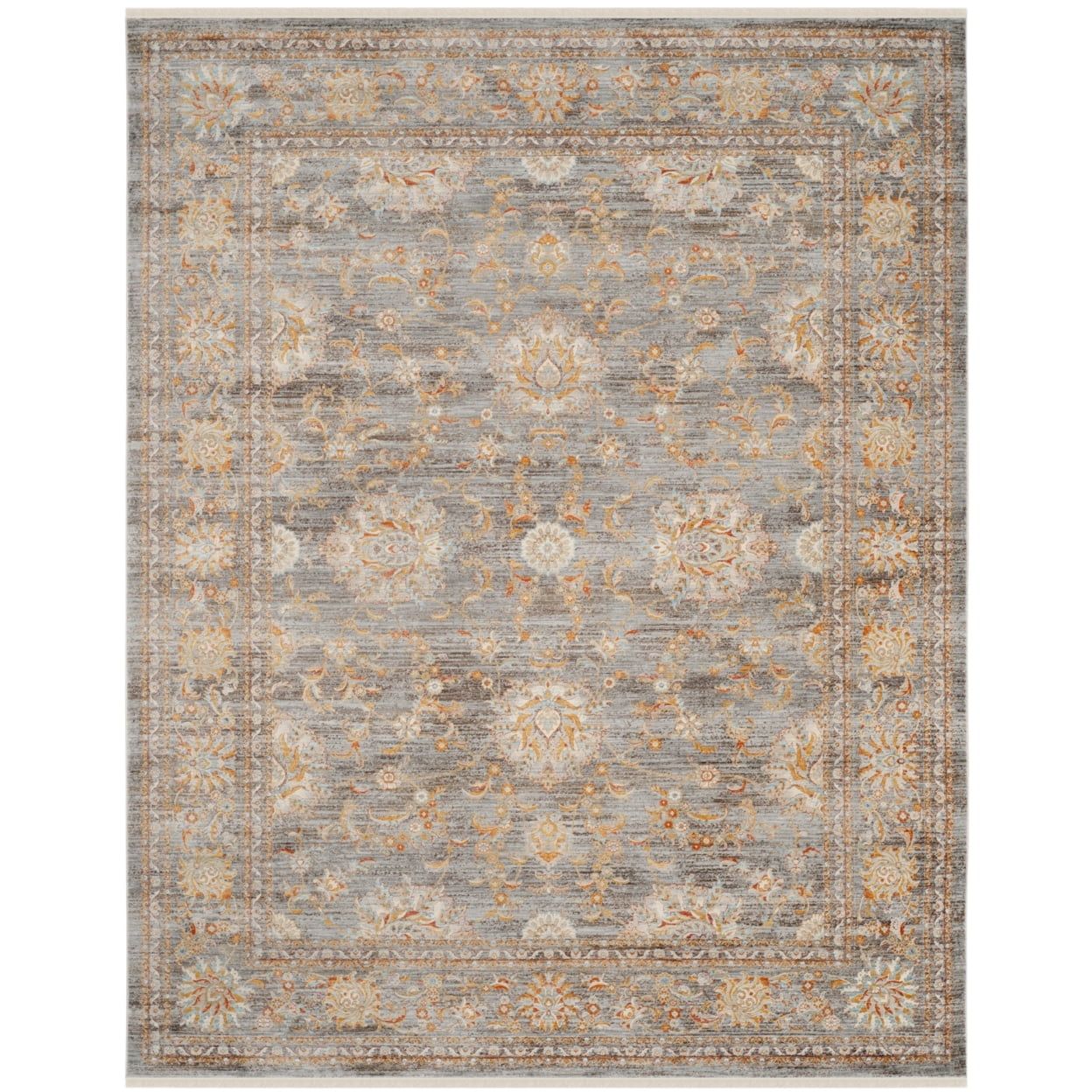Reversible Light Brown and Multicolor Synthetic 8'x10' Rug