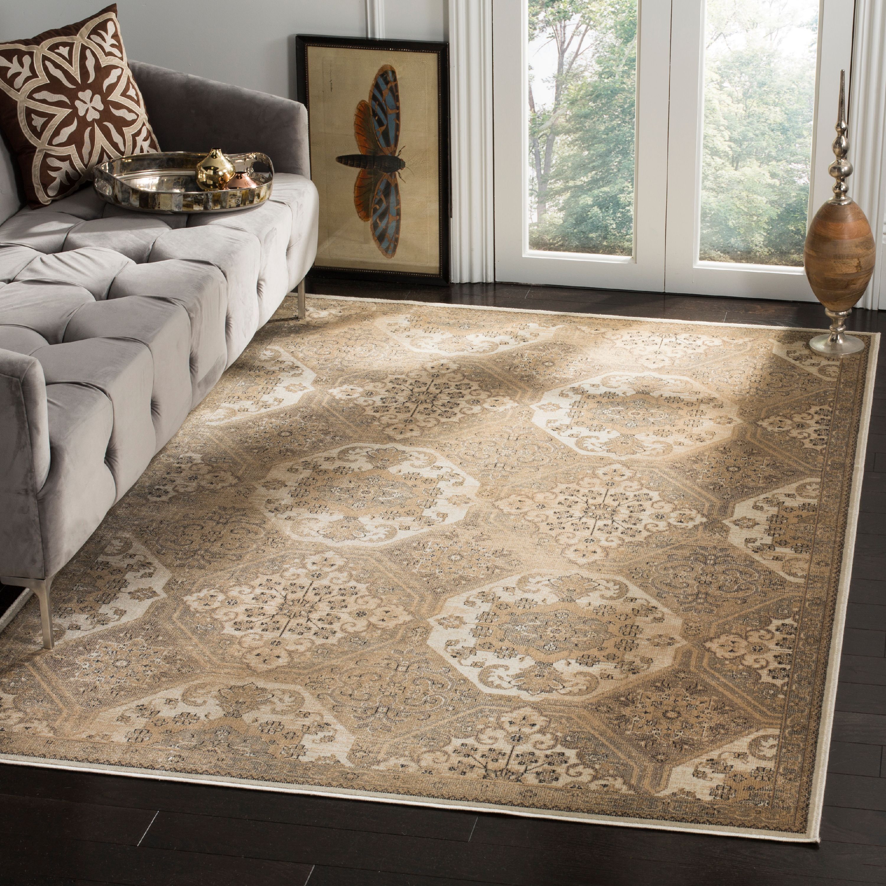 Vintage Rosine Transitional Blue Viscose 4'x6' Area Rug