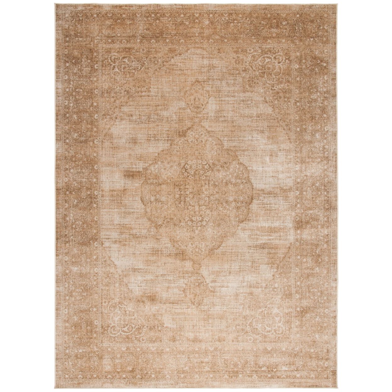 Cream 8' x 10' Rectangular Viscose Oriental Area Rug