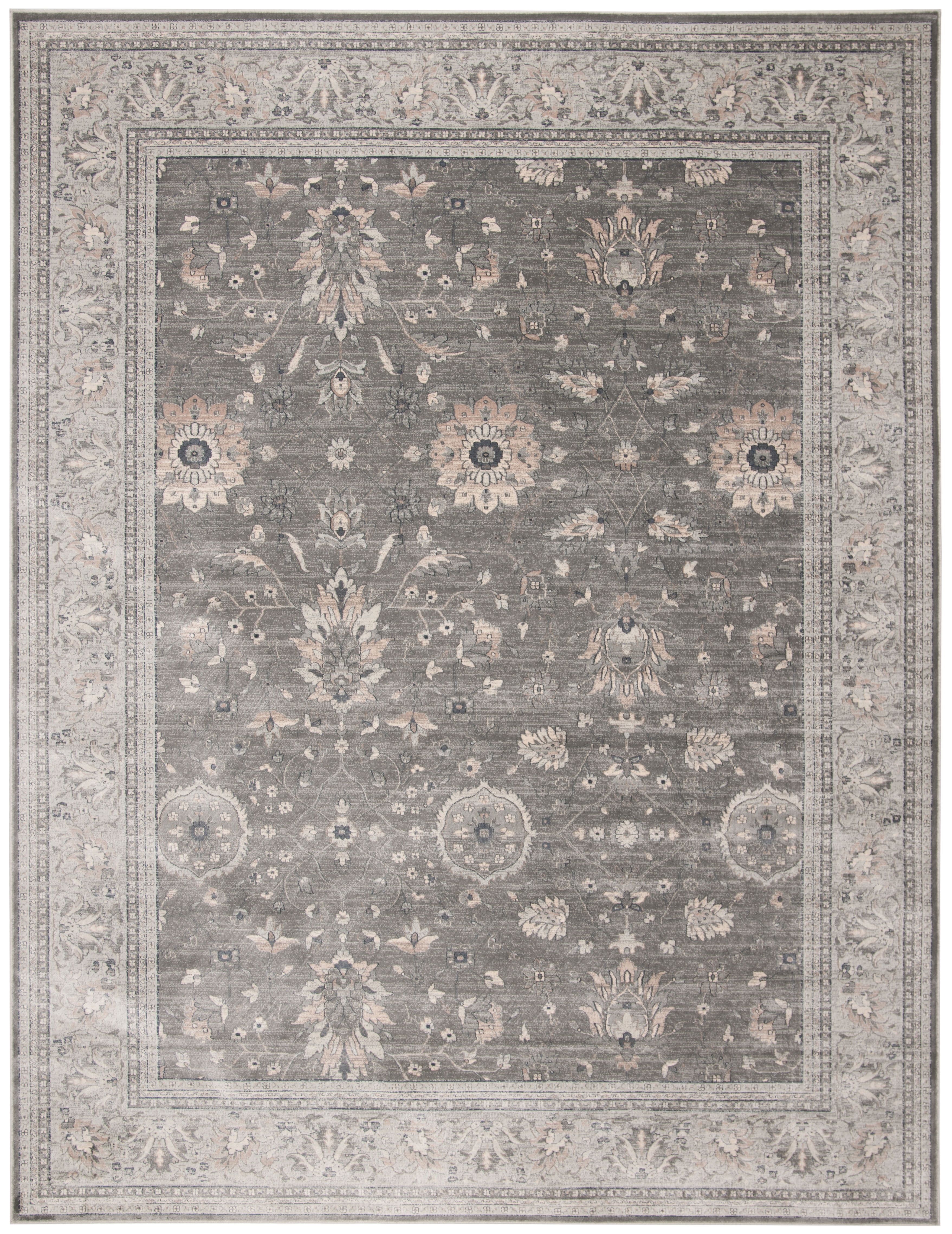 Grey and Beige 8' x 10' Viscose Oriental Area Rug