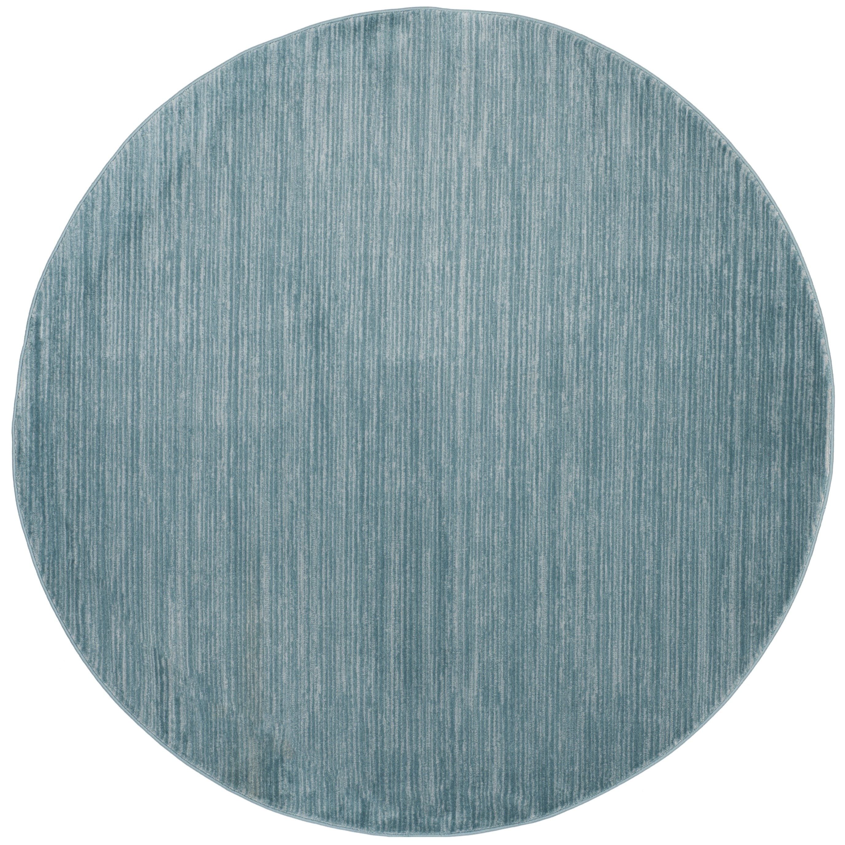 Aqua Round Flat Woven Abstract Area Rug