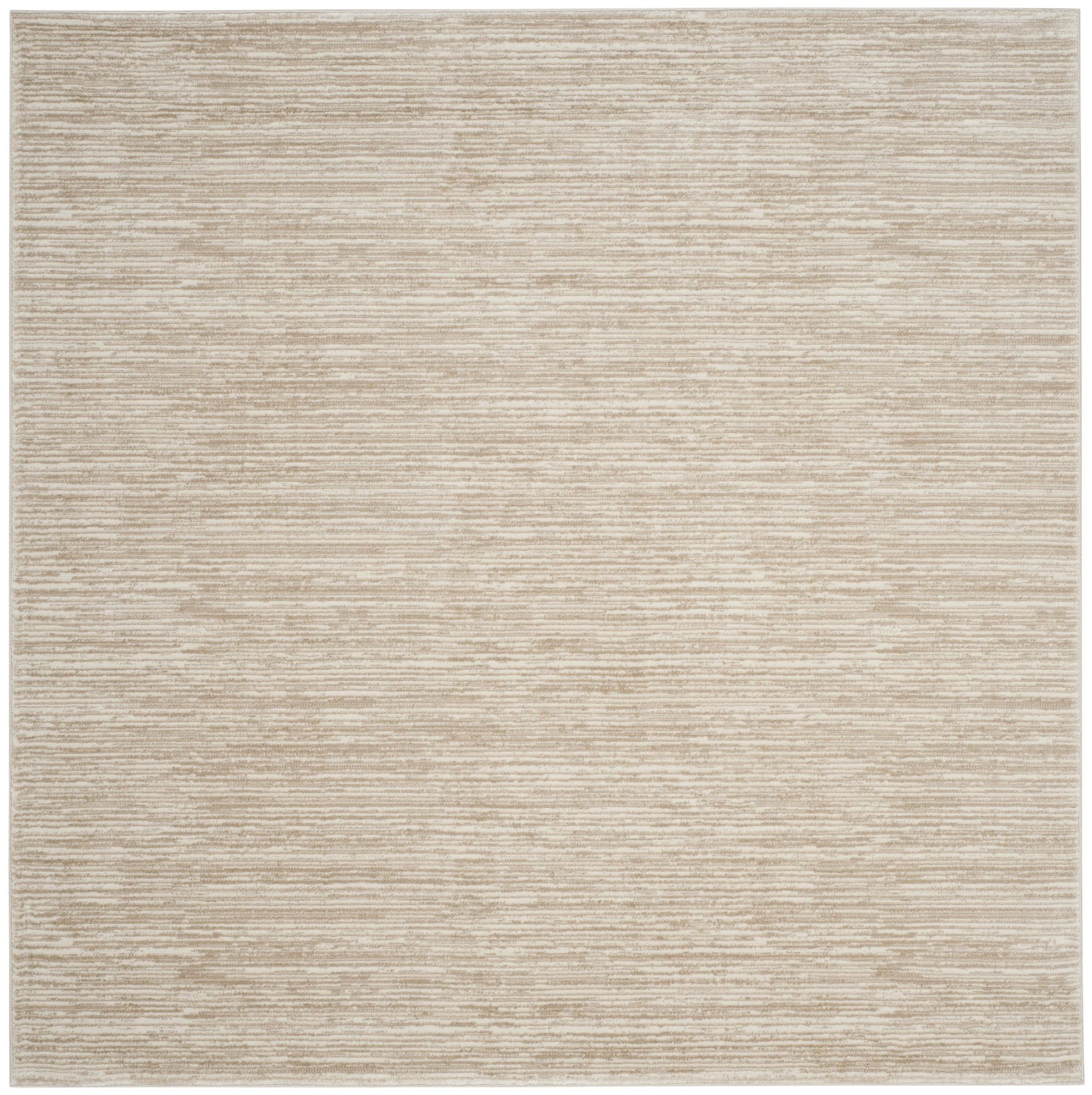 Cream 12' x 12' Square Abstract Synthetic Area Rug