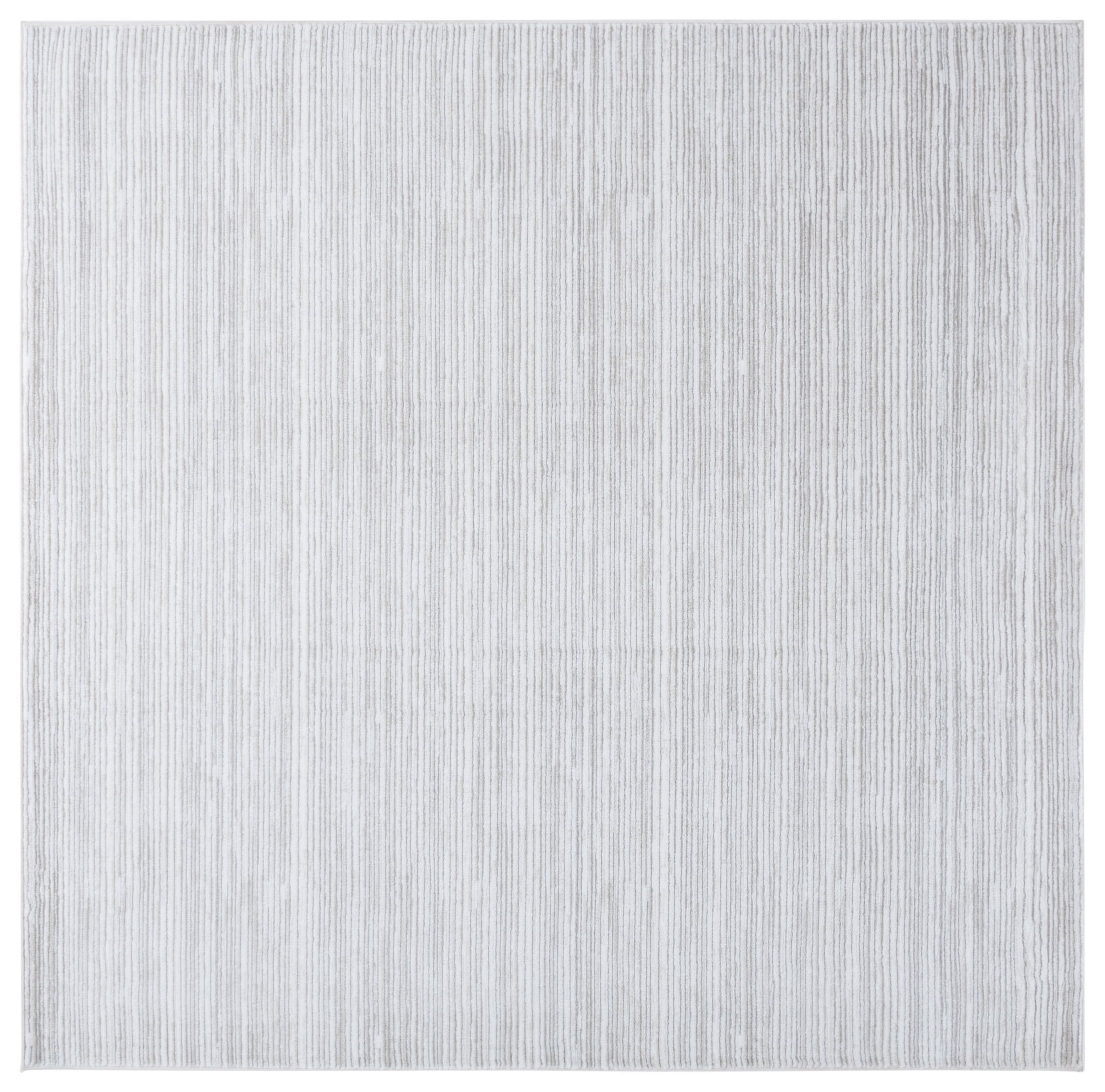 Ivory Grey Flat Woven Synthetic Round Area Rug, 6'7"