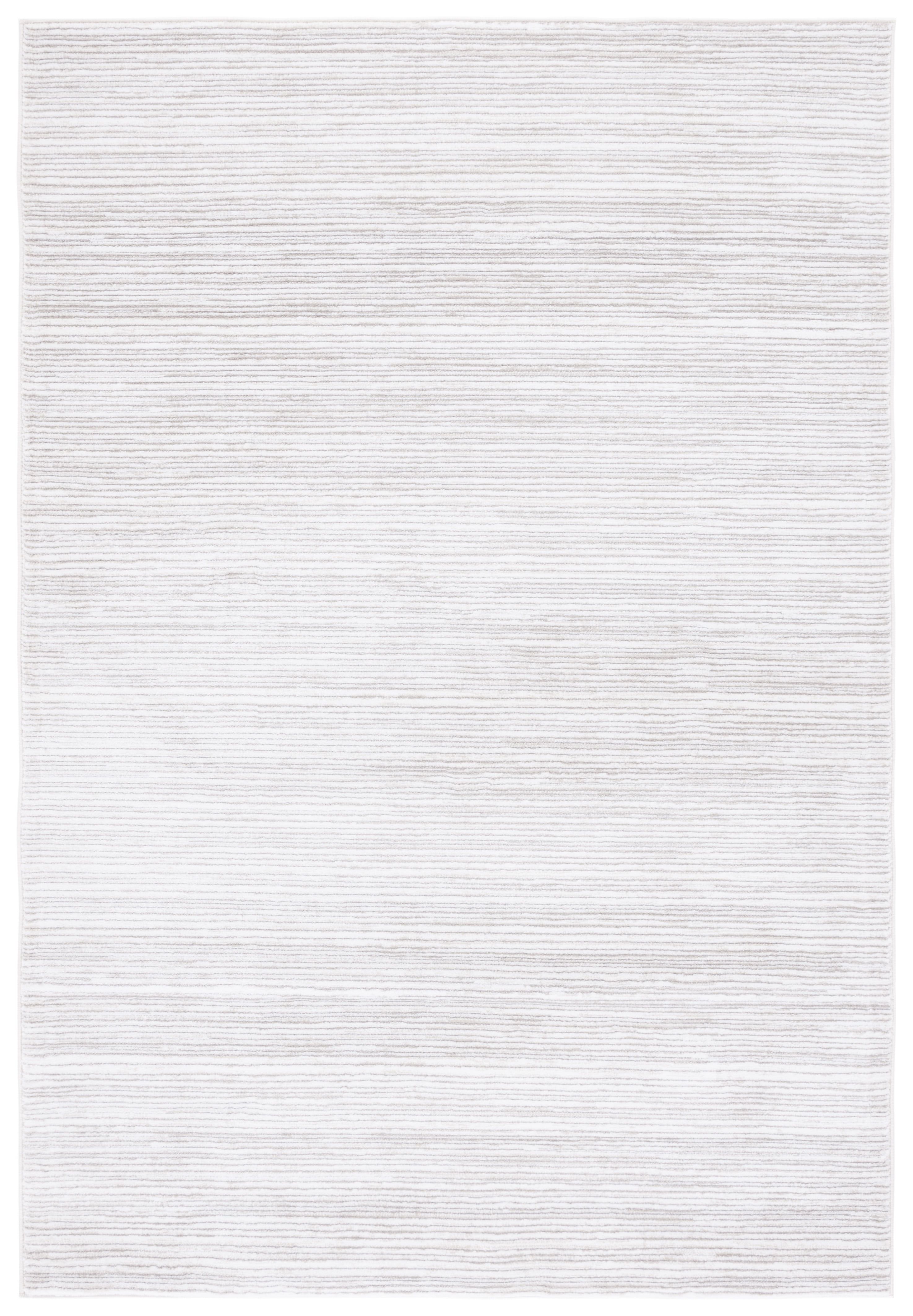 Ivory Grey Flat Woven Synthetic Round Area Rug, 6'7"