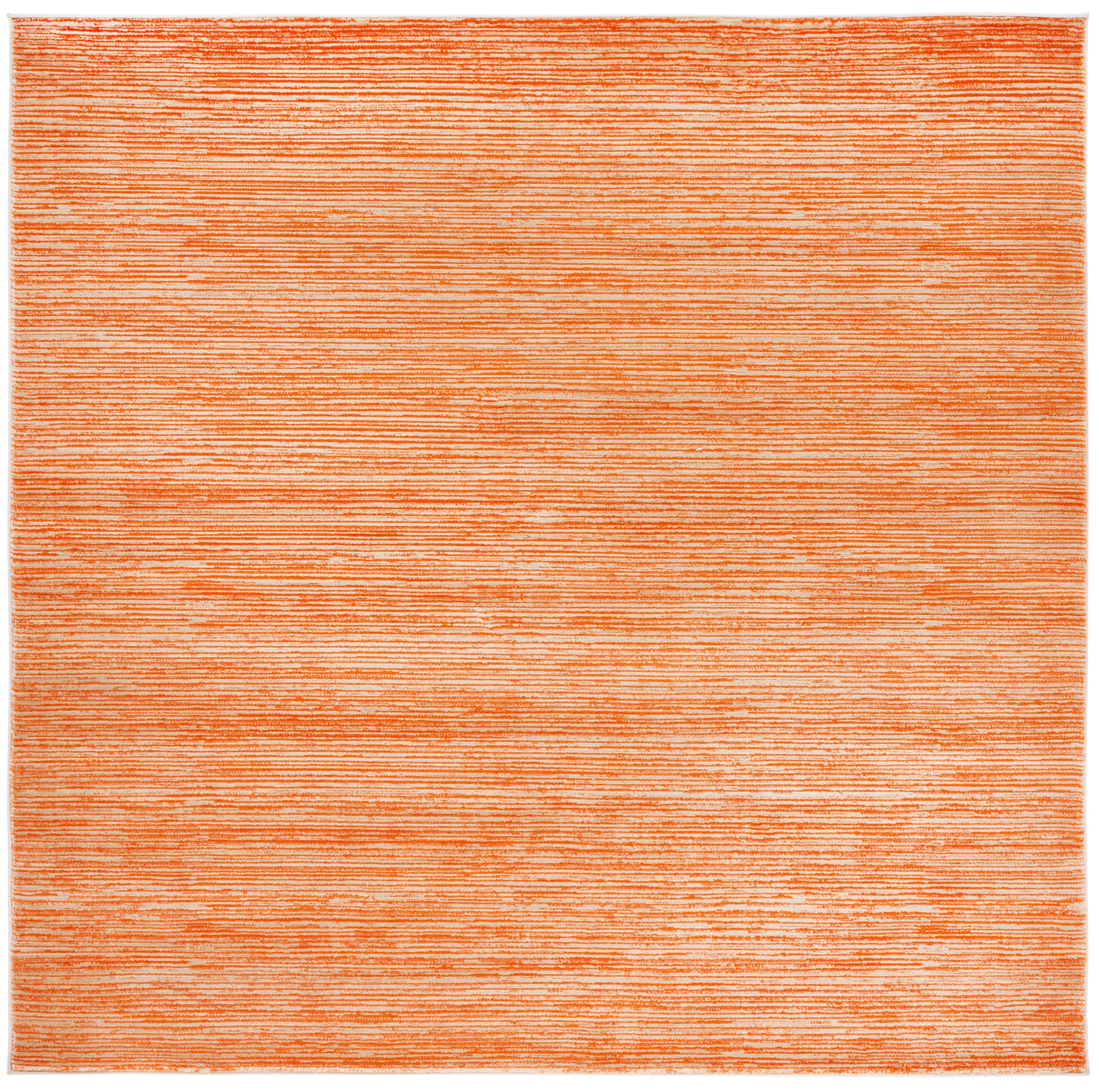 6'7" Square Orange Flat Woven Synthetic Area Rug