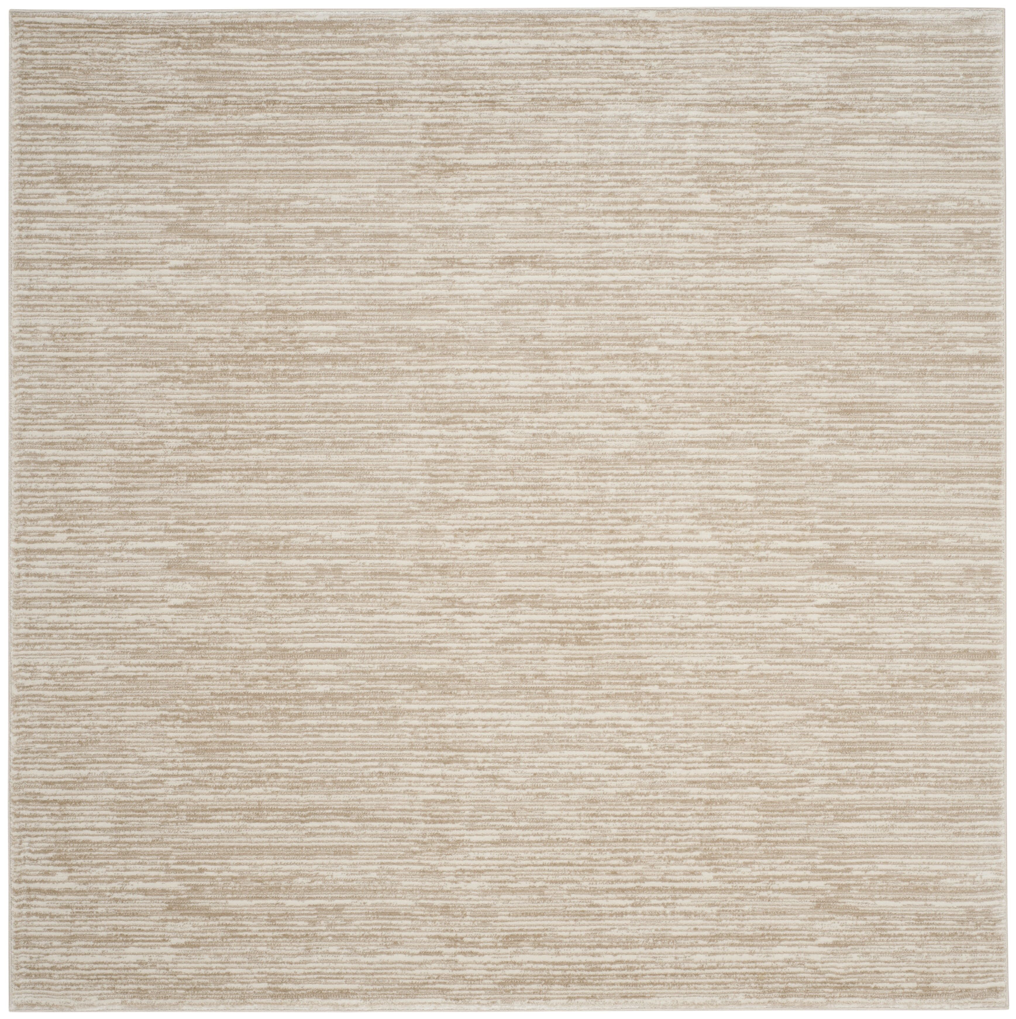 Cream High Pile Square Synthetic Area Rug