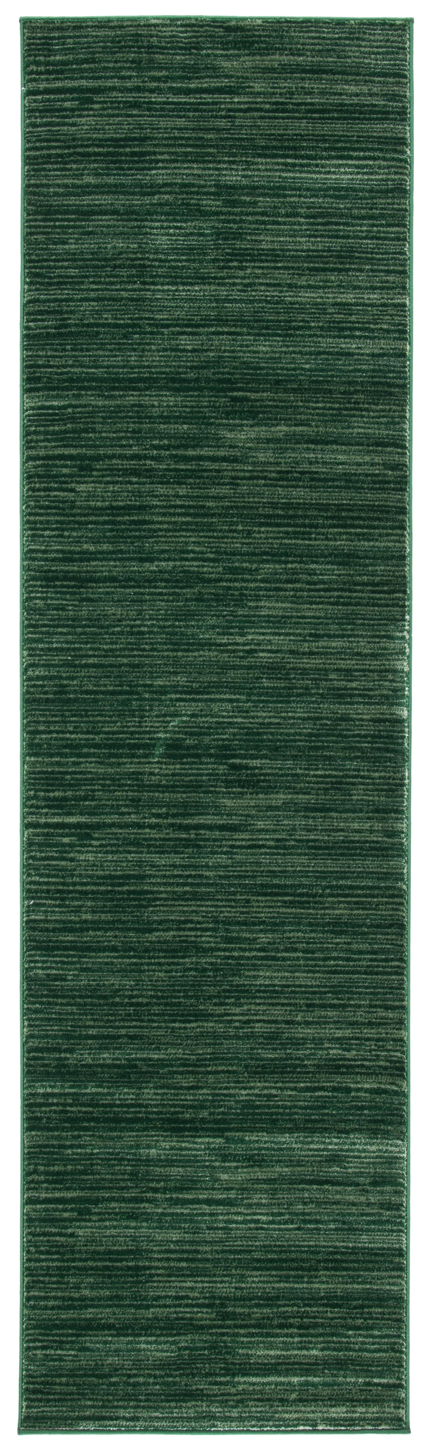 Dark Green Solid Cotton Easy Care Runner Rug