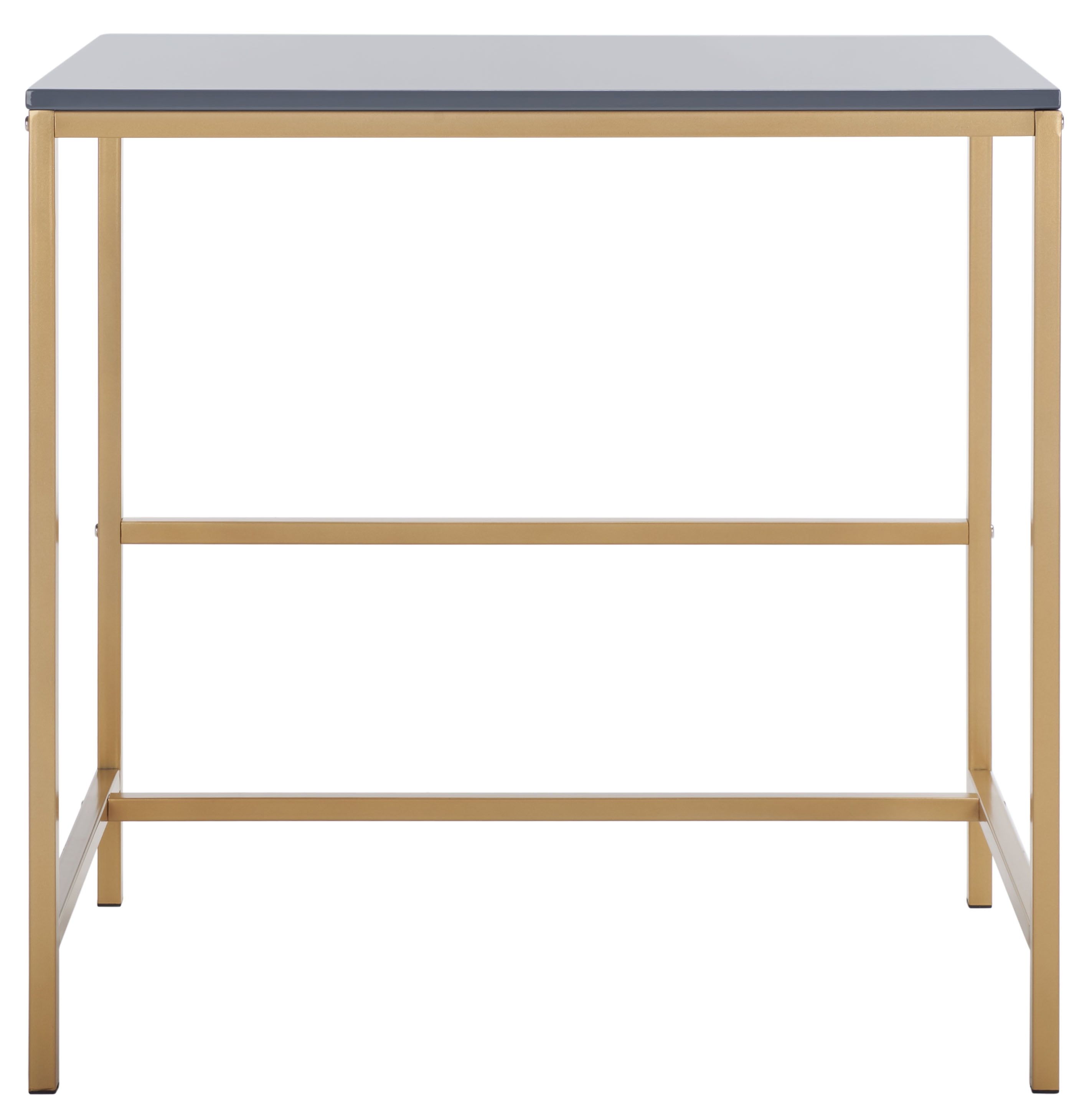 Glossy Light Grey & Gold Scandinavian Wood Writing Desk - 34"