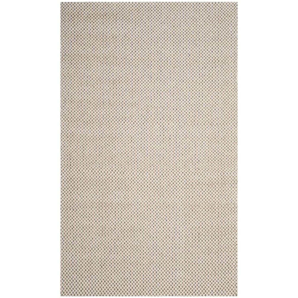 Hand-Knotted Gray Geometric Wool and Viscose Area Rug, 5' x 8'