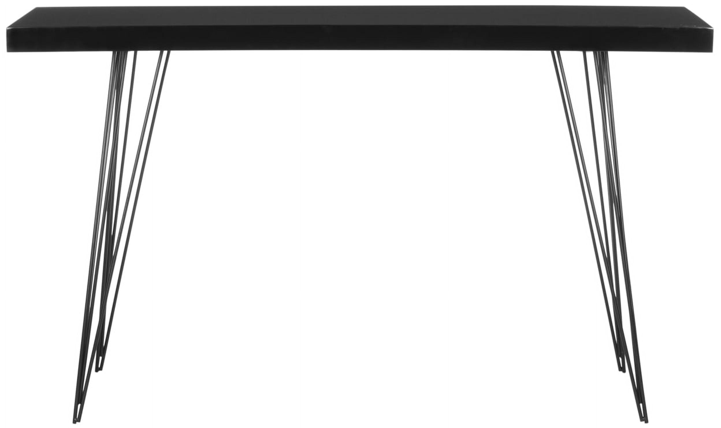 Transitional Black Metal and Wood Console Table with Storage