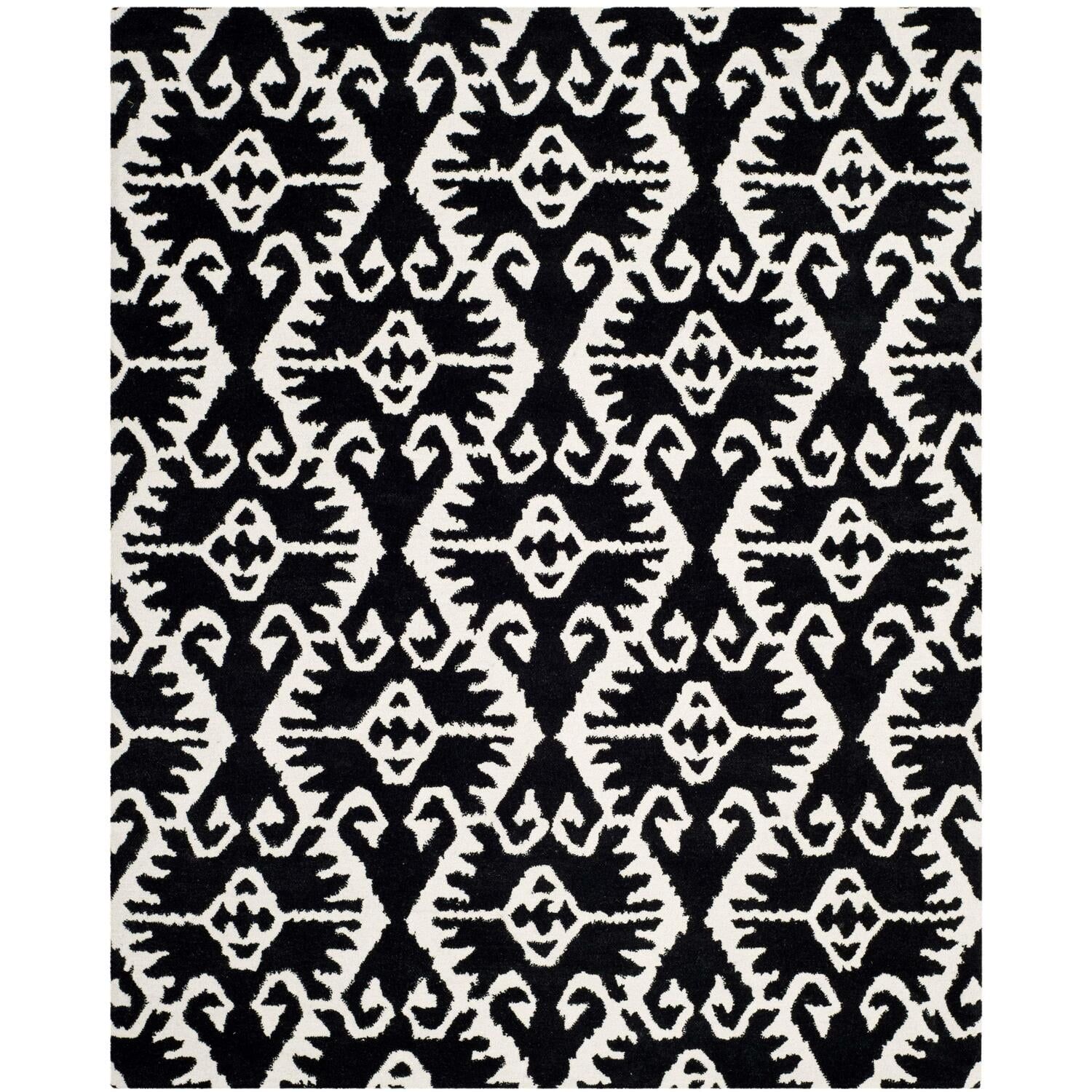 Handmade Black and Ivory Wool Tufted 8' x 10' Area Rug