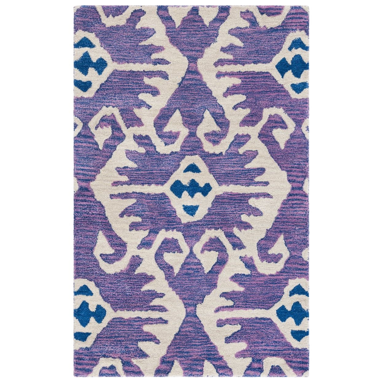 Hand-Tufted Lavender and Ivory Wool Area Rug, 2' x 3'