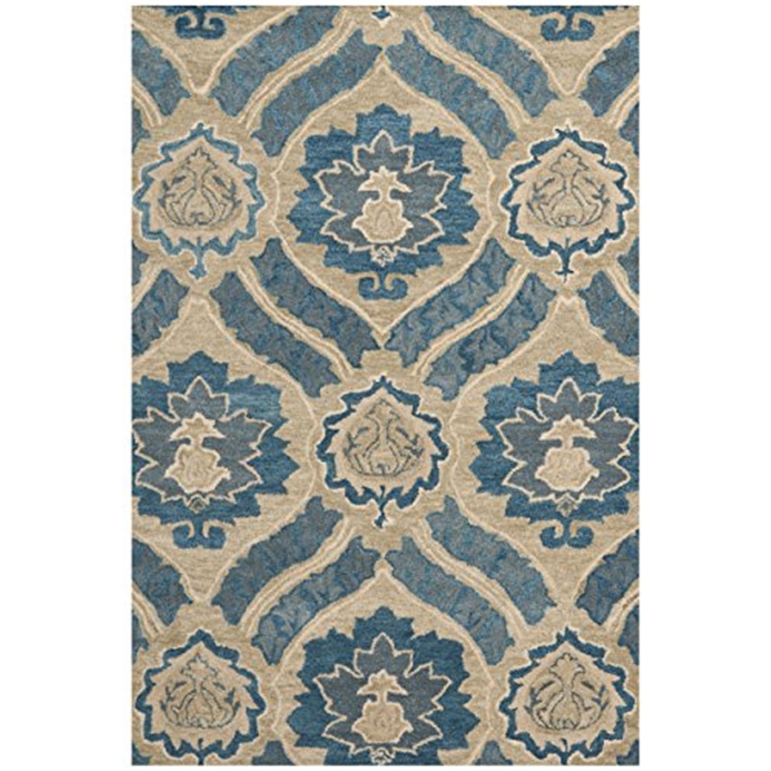 Handmade Blue and Grey Wool Tufted 3' x 5' Area Rug