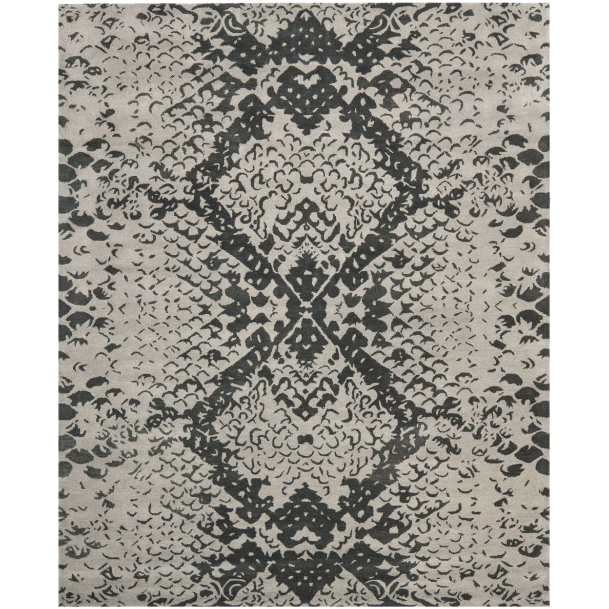 Gray Floral Handmade Wool and Viscose 4' x 6' Rug